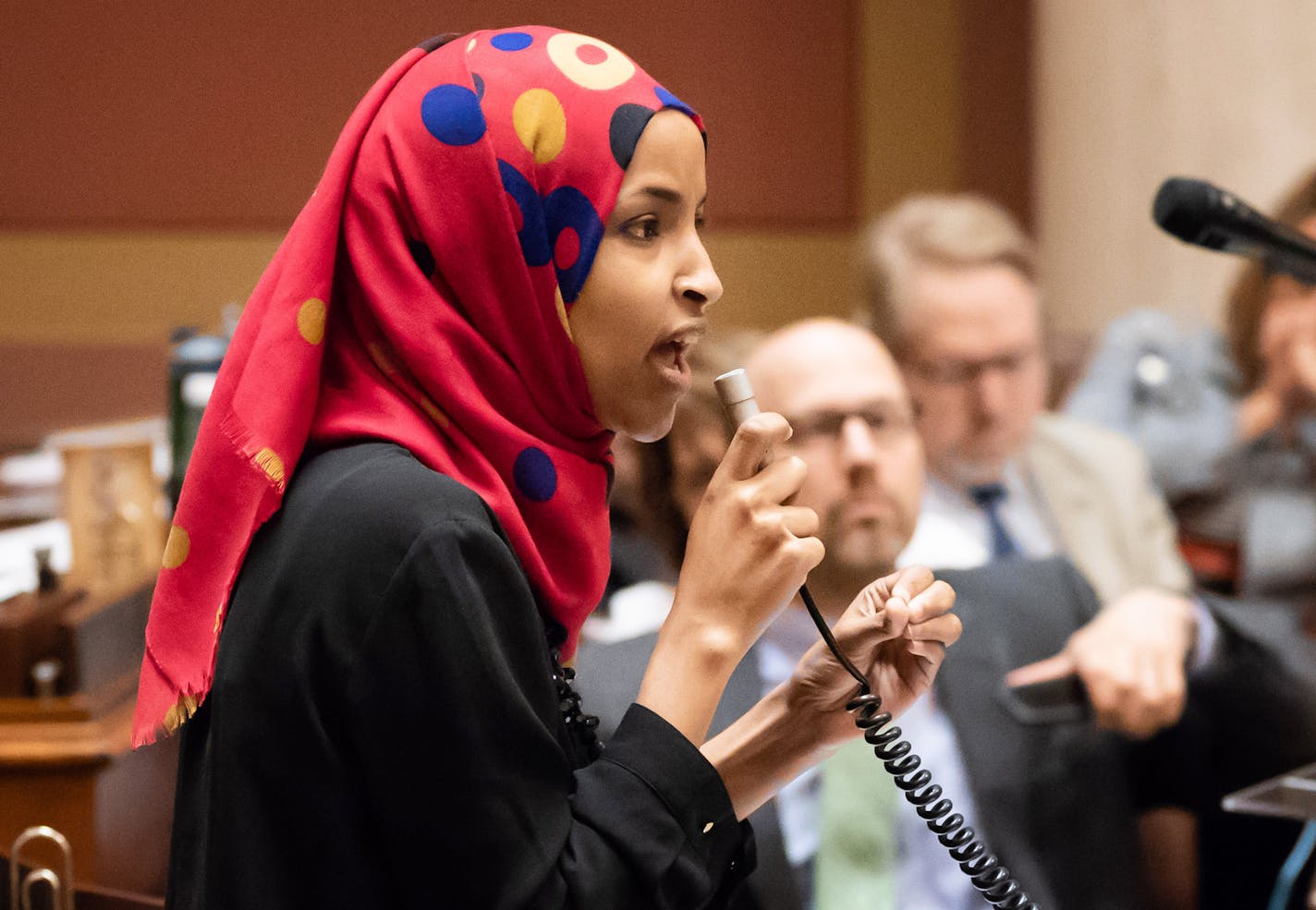 Rep. Ilhan Omar , DFL-Minneapolis, argued against the bill. ] GLEN STUBBE &#x2022; glen.stubbe@startribune.com Tuesday, May 8, 2018 Protestors&#x2019; rights vs. public safety was the theme as legislators passionately argued both sides. Rep. Nick Zerwas, R-Elk River, argued for his bill that would increase the criminal penalties for obstructing traffic. A host of legislators argued that the bill puts to many restrictions on already marginalized people. His bill passed 71-55.