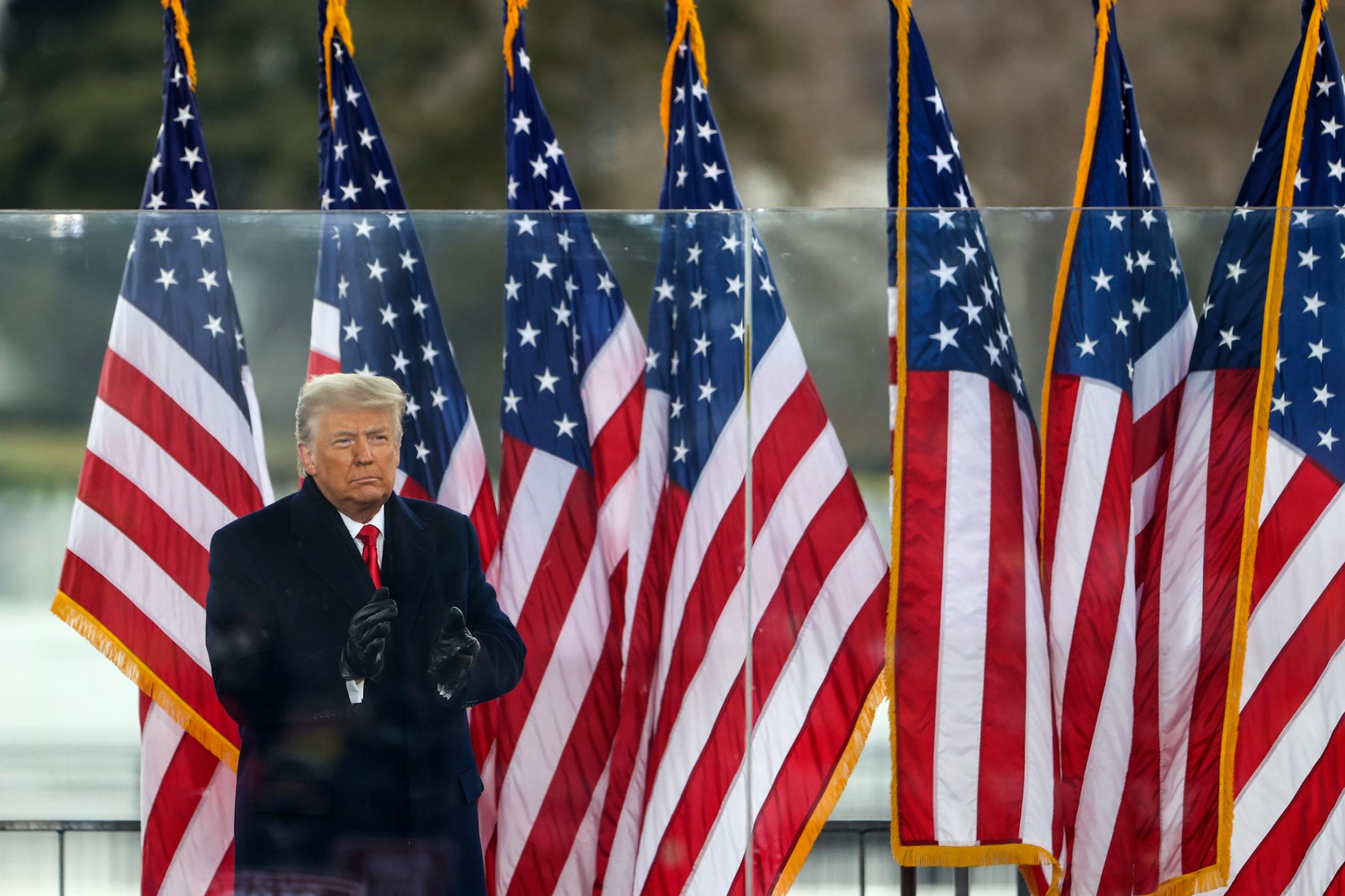 President Donald Trump greets the crowd at the "Stop The Steal" Rally on Jan. 6, 2021, in Washington, D.C.