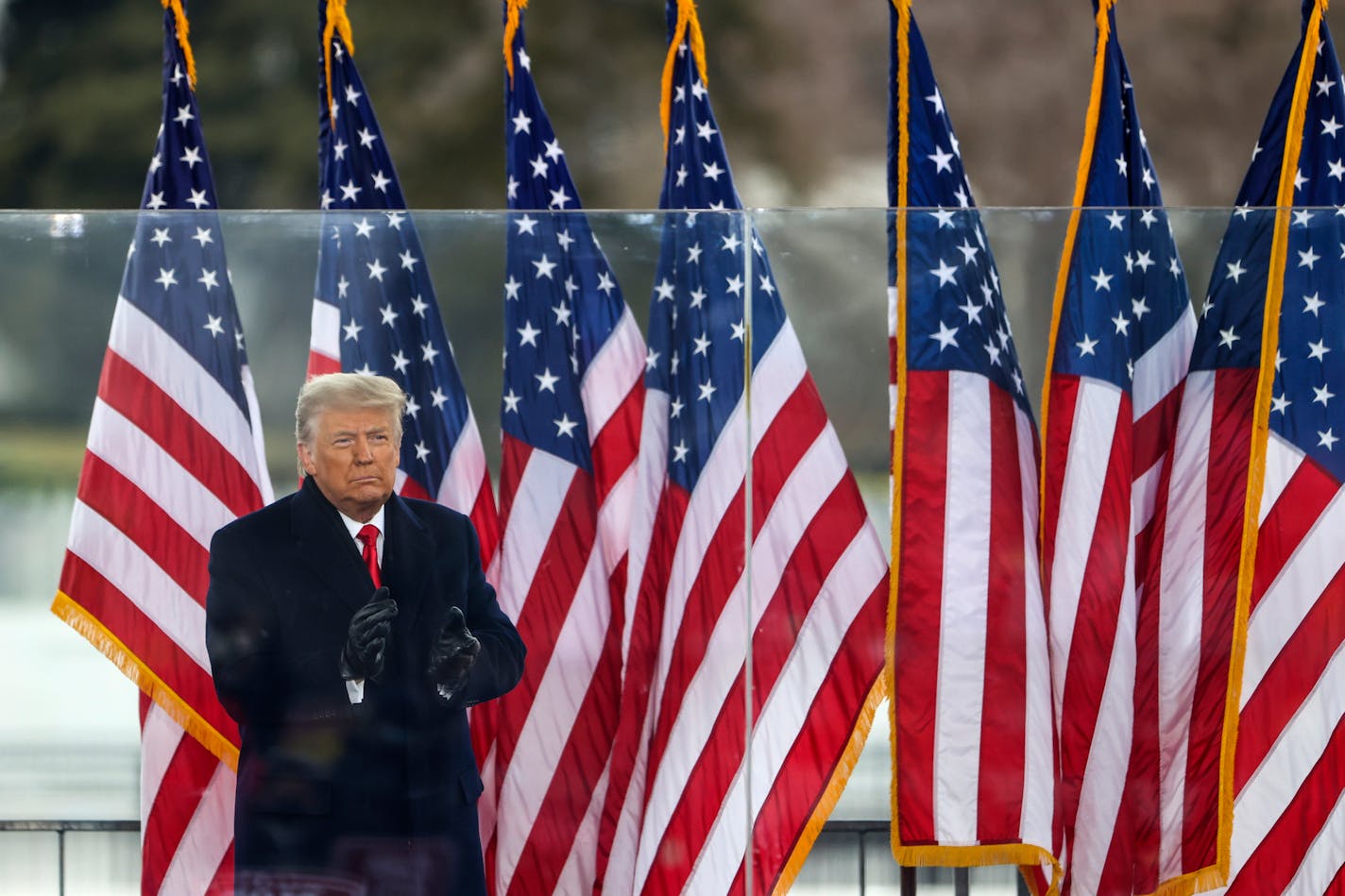 President Donald Trump greets the crowd at the "Stop The Steal" Rally on Jan. 6, 2021, in Washington, D.C.