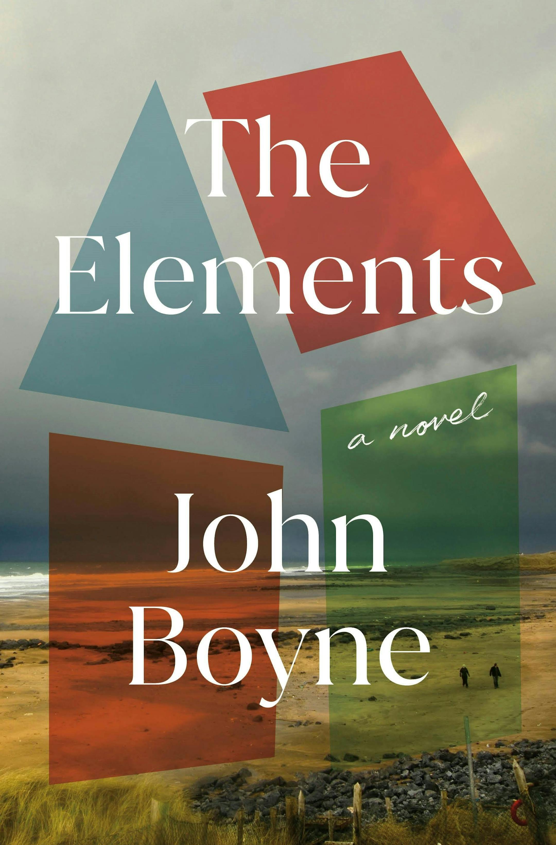 Cover of The Elements features a photo of an Irish coastline, with geometric shapes superimposed on it