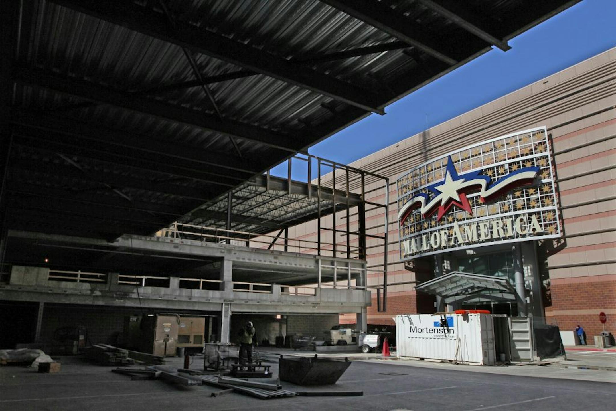 The main entrance to the Radisson Blu luxury hotel that will open in 2013. The hotel will be connected to the south entrance of the Mall of America with a 2nd story skyway, photographed on 4/3/12.