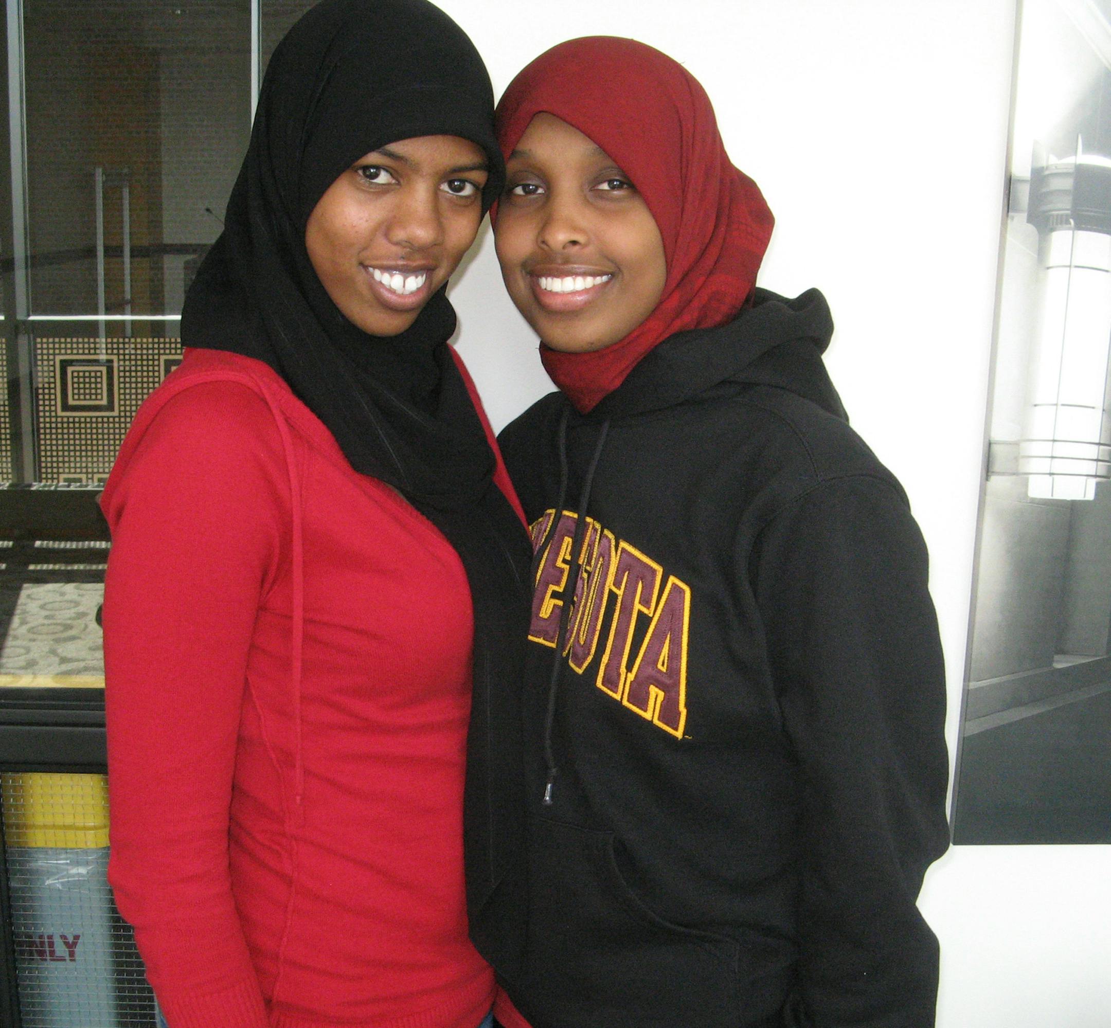 University of Minnesota students Hanan Osman (left) and Sahra Mohamud