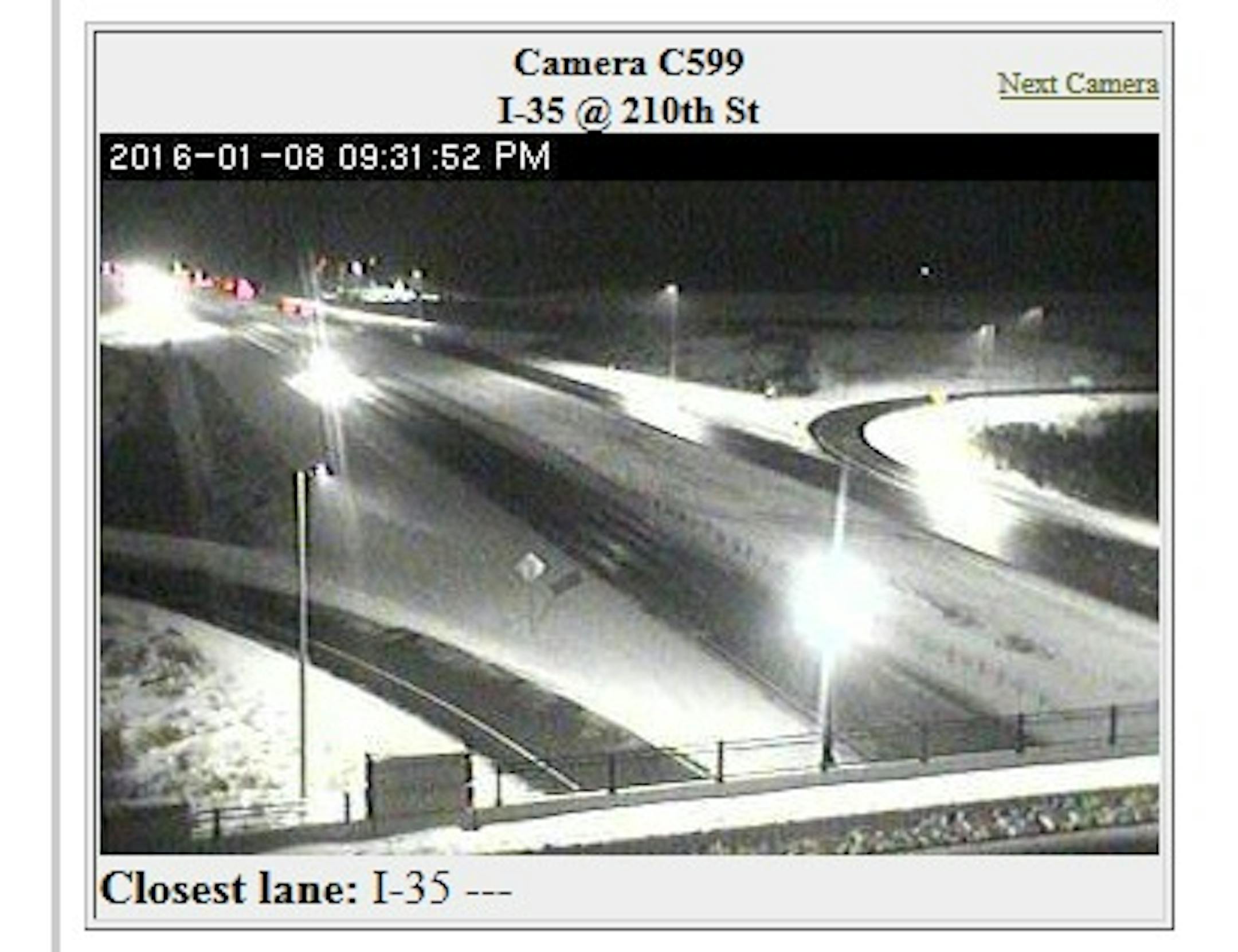 I-35W Friday night, from MnDOT highway cam