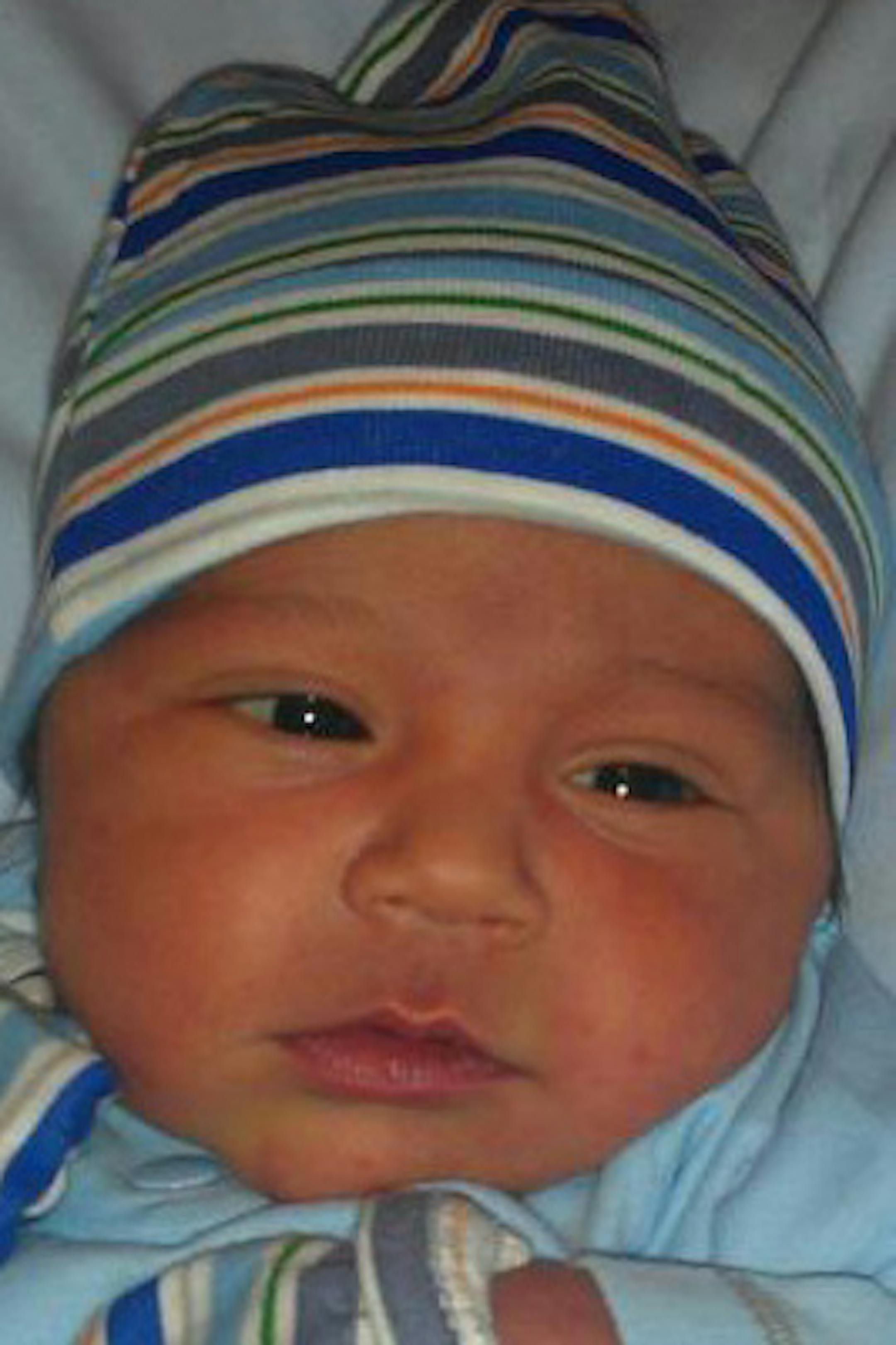 Elijah Alonzo, the 2-month-old boy who police said was taken from his mother‚Äôs Brooklyn Park apartent without her consent was found safe in St. Paul Tuesday afternoon. photo credit: Ester Baker, grandmother ORG XMIT: MIN1306181912438098