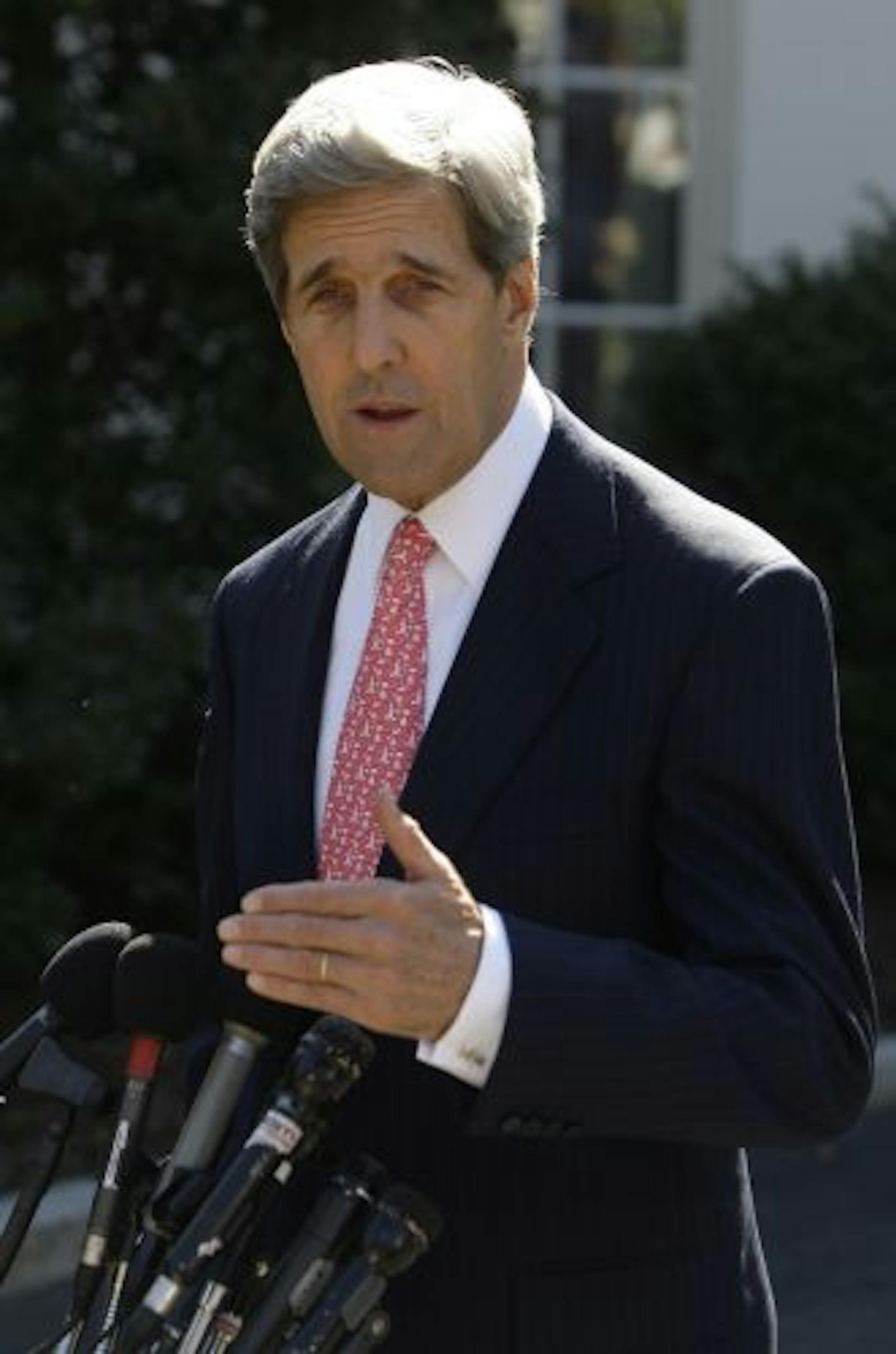 Senate Foreign Relations Committee Chairman Sen. John Kerry, D-Mass., who recently returned from Afghanistan, speaks with reporters following his meeting with President Barack Obama, Wednesday, Oct. 21, 2009, at the White House in Washington.