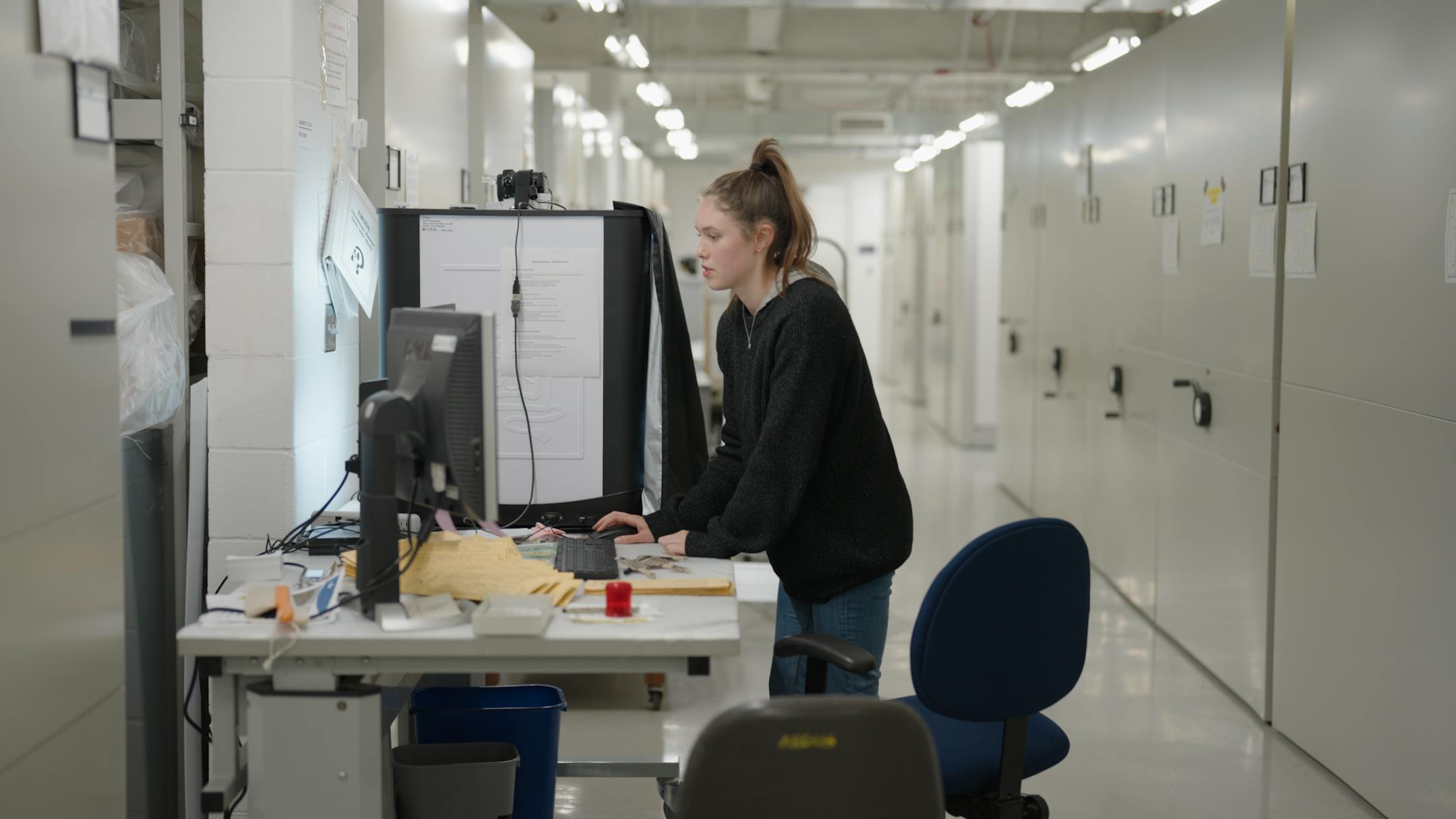 Virginie Benson Ni Cheallachain, an intern from the U of M, is helping the SMM digitize its collections.