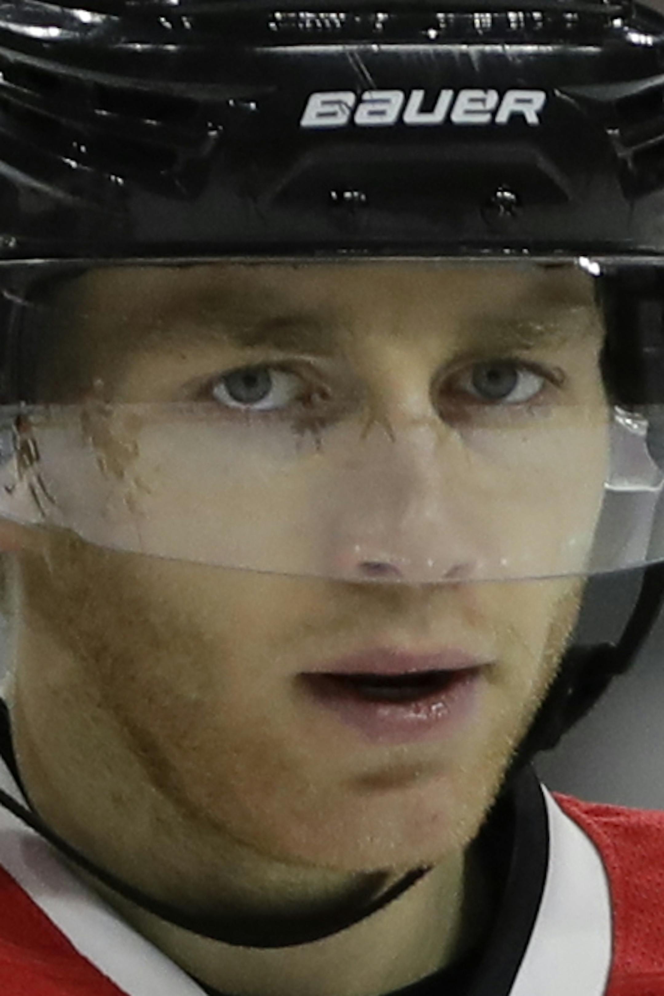 Chicago Blackhawks' Patrick Kane in action during an NHL hockey game against the Philadelphia Flyers, Saturday, Dec. 3, 2016, in Philadelphia. (AP Photo/Matt Slocum)