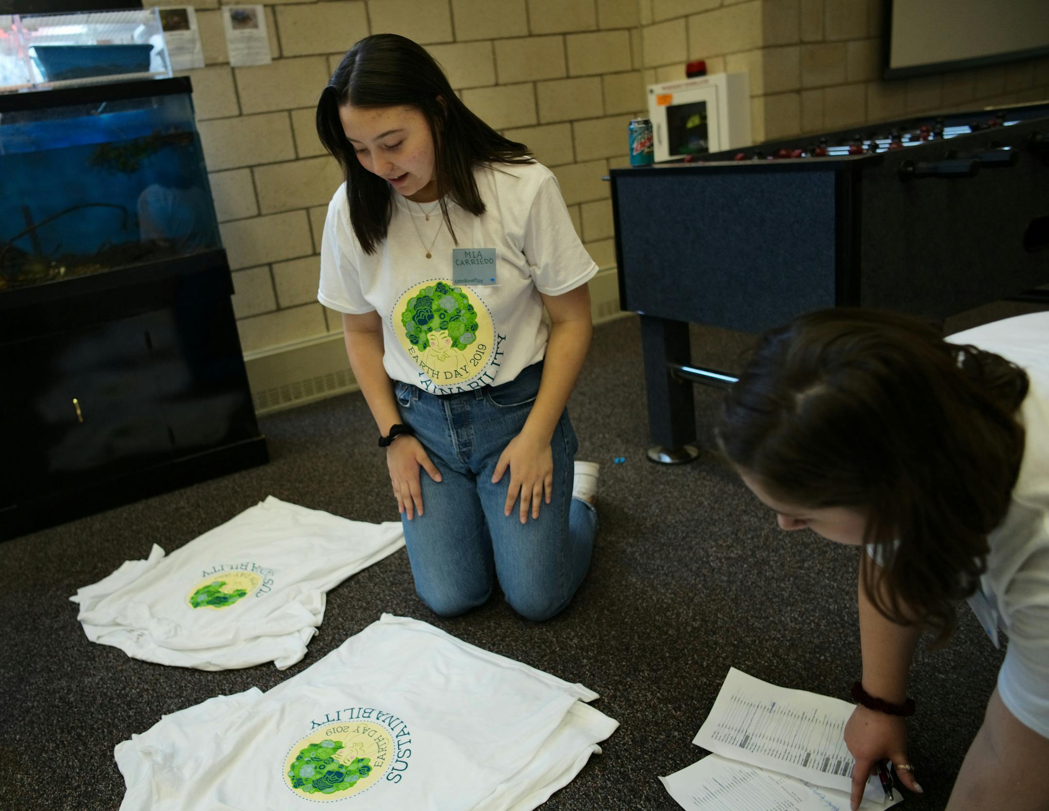 Mia Carriedo of SES celebrates by making shirts that celebrate sustainability.] School of Environmental Studies in Apple Valley, Minnesota, which achieved LEED Gold certification on April 4, making it one of the first in the country to have that rating. It was the students who made it happen.RICHARD TSONG-TAATARII ¥ richard.tsong-taatarii@startribune.com
