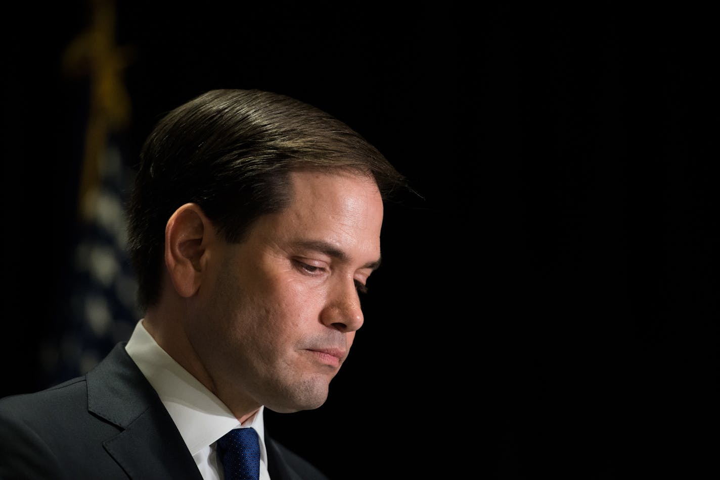 Republican presidential hopeful Sen. Marco Rubio of Florida during a primary night event in Miami, March 15, 2016. Rubio suspended his campaign on Tuesday after losing the Florida primary to Donald Trump.