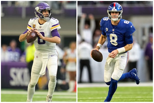 Quarterbacks Kirk Cousins (left) of the Vikings and Daniel Jones of the Giants dueled on Dec. 24, with Minnesota squeaking out a 27-24 victory.