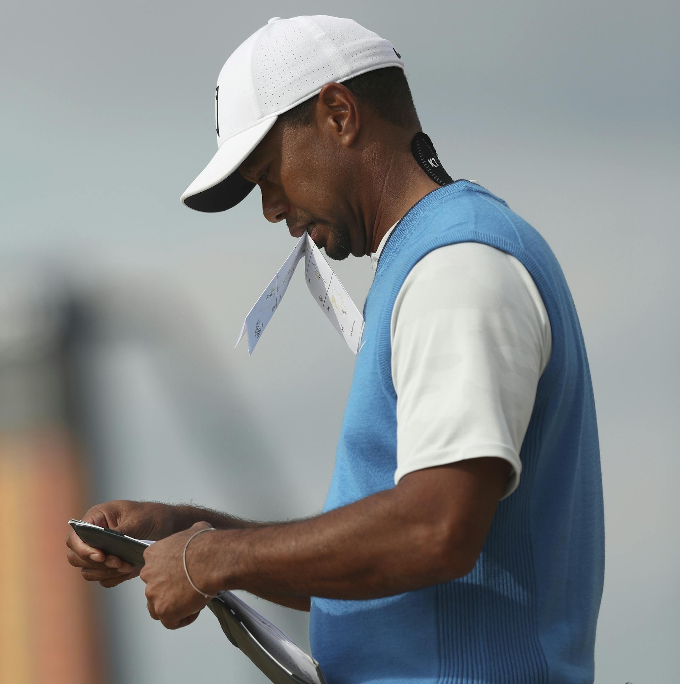 Tiger Woods of the US prepares to tee off the 7th during the first round of the British Open Golf Championship in Carnoustie, Scotland, Thursday July 19, 2018. (AP Photo/Jon Super)