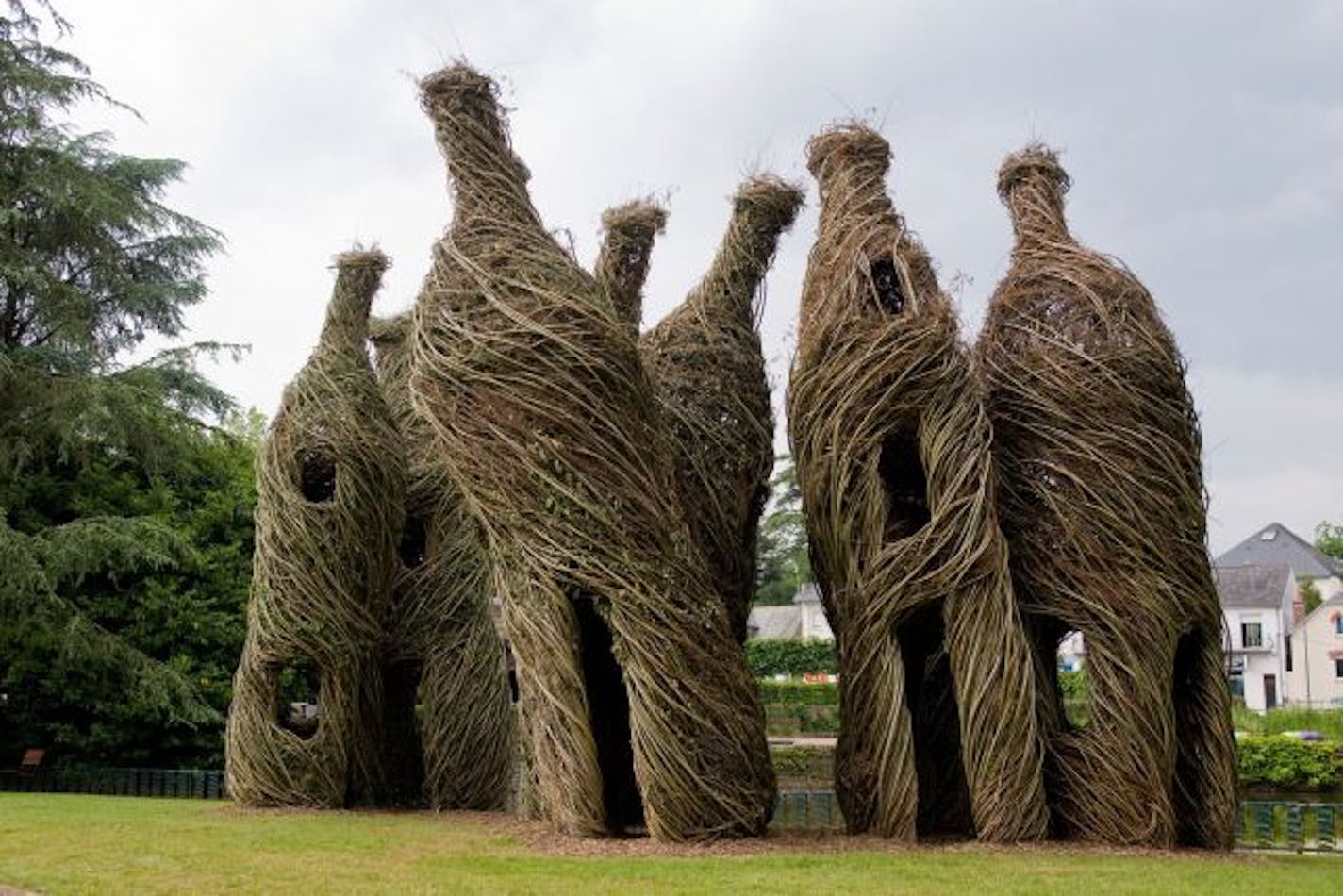 "Sortie de Cave" stick sculpture by Patrick Dougherty at the Jardin des Arts in Chateaubourg, France.