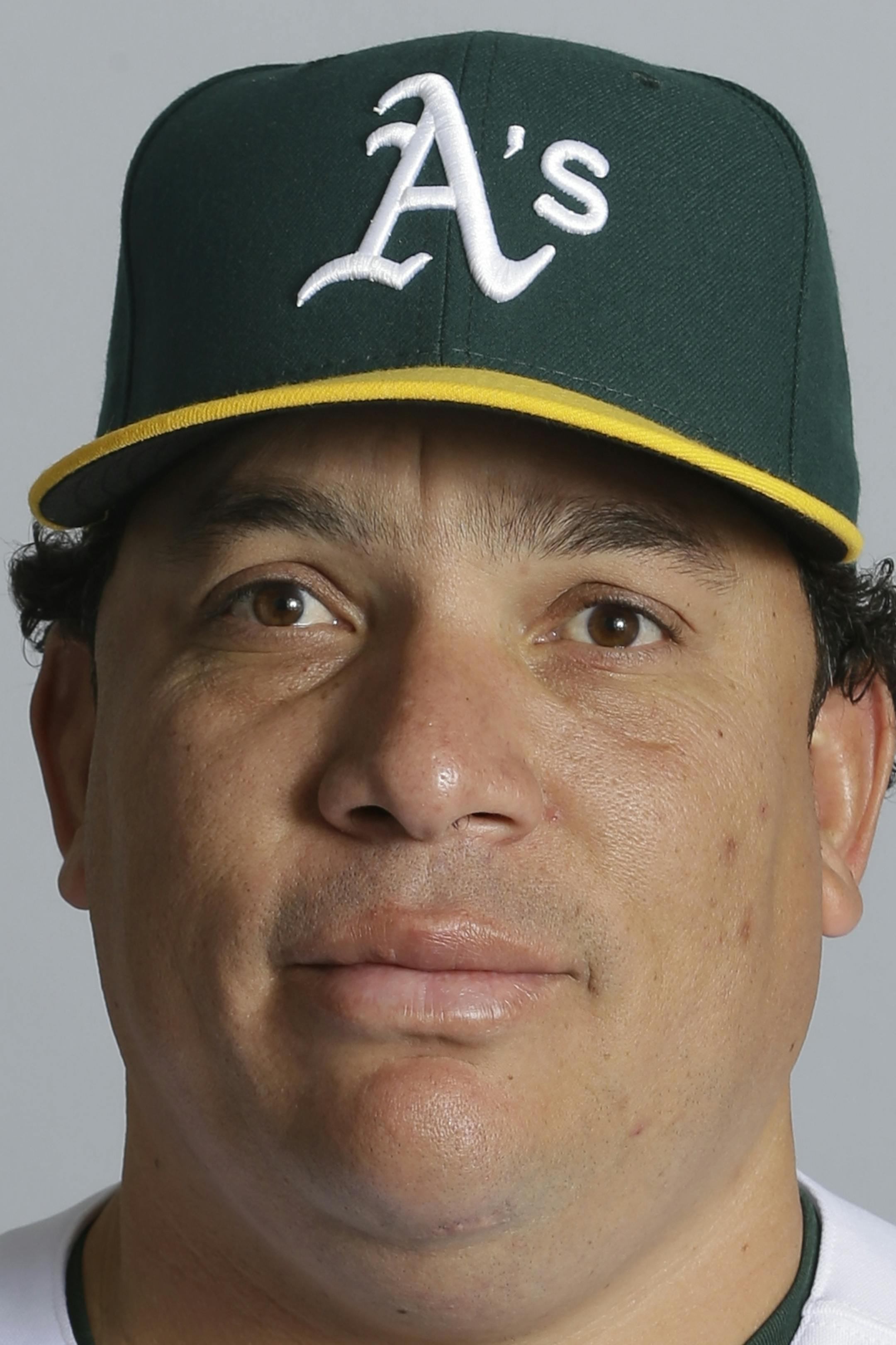 This is a 2013 photo of Bartolo Colon of the Oakland Athletics baseball team. This image reflects the Athletics active roster as of Monday, Feb. 18, 2013.(AP Photo/Darron Cummings) ORG XMIT: AZDC1