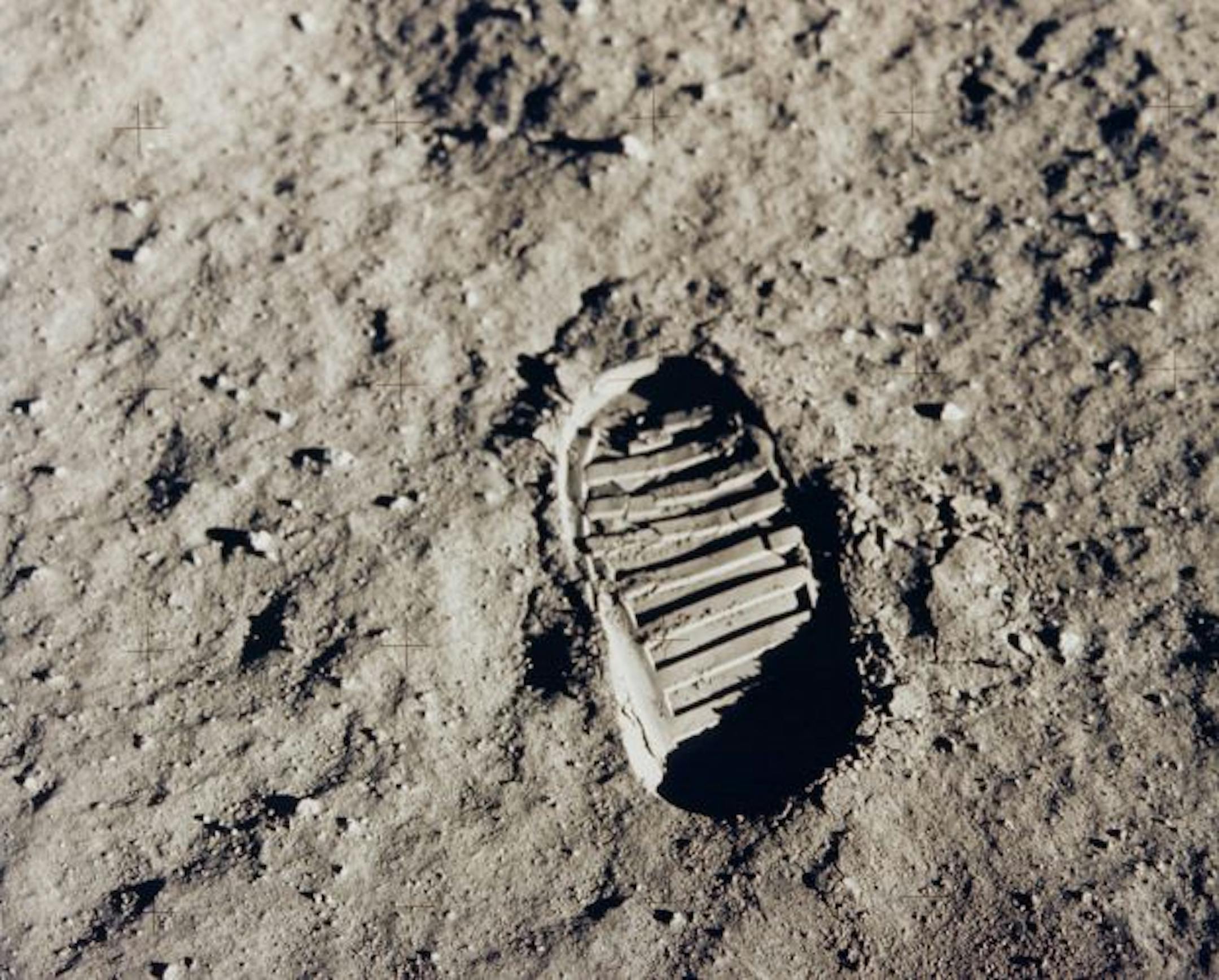 Neil Armstrong photographed Buzz Aldrin's boot print on July 20, 1969, after the two became the first men to walk on the moon.