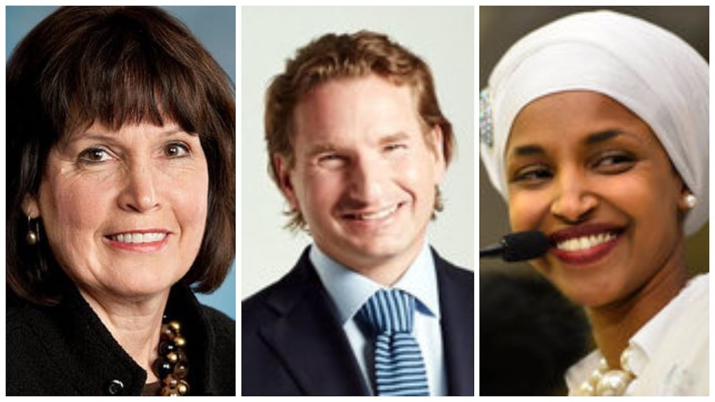 From left, U.S. Reps. Betty McCollum, Ilhan Omar and Dean Phillips.