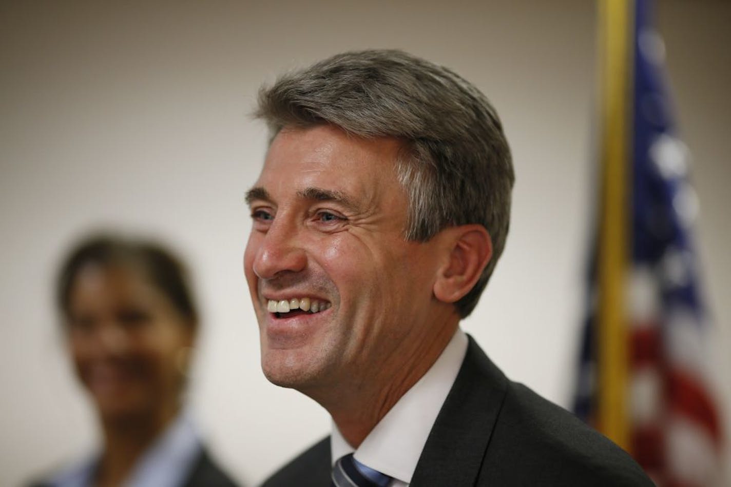 Outgoing Minneapolis mayor R.T Rybak announced his new job as chief executive leading Generation Next efforts to close the achievement gap in education on October 30, 2013 in Minneapolis.