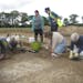 An undated handout photo of an excavation near Boxford in southern England, where a group of local amateur archaeologists have uncovered a tile mosaic