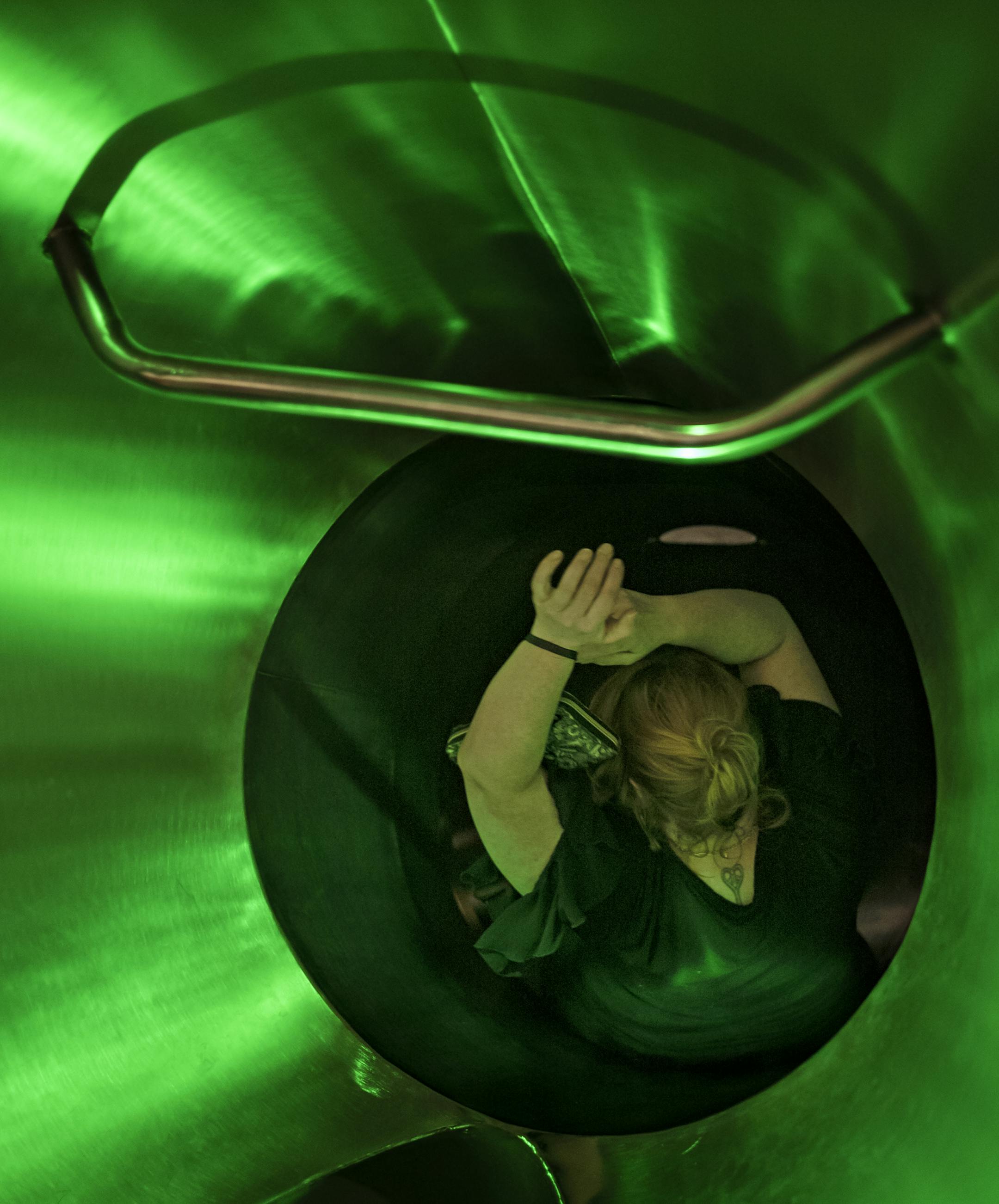 Adults weren't shy about playing a giant game of Twister and taking trips up and down the four-story Scramble attraction.