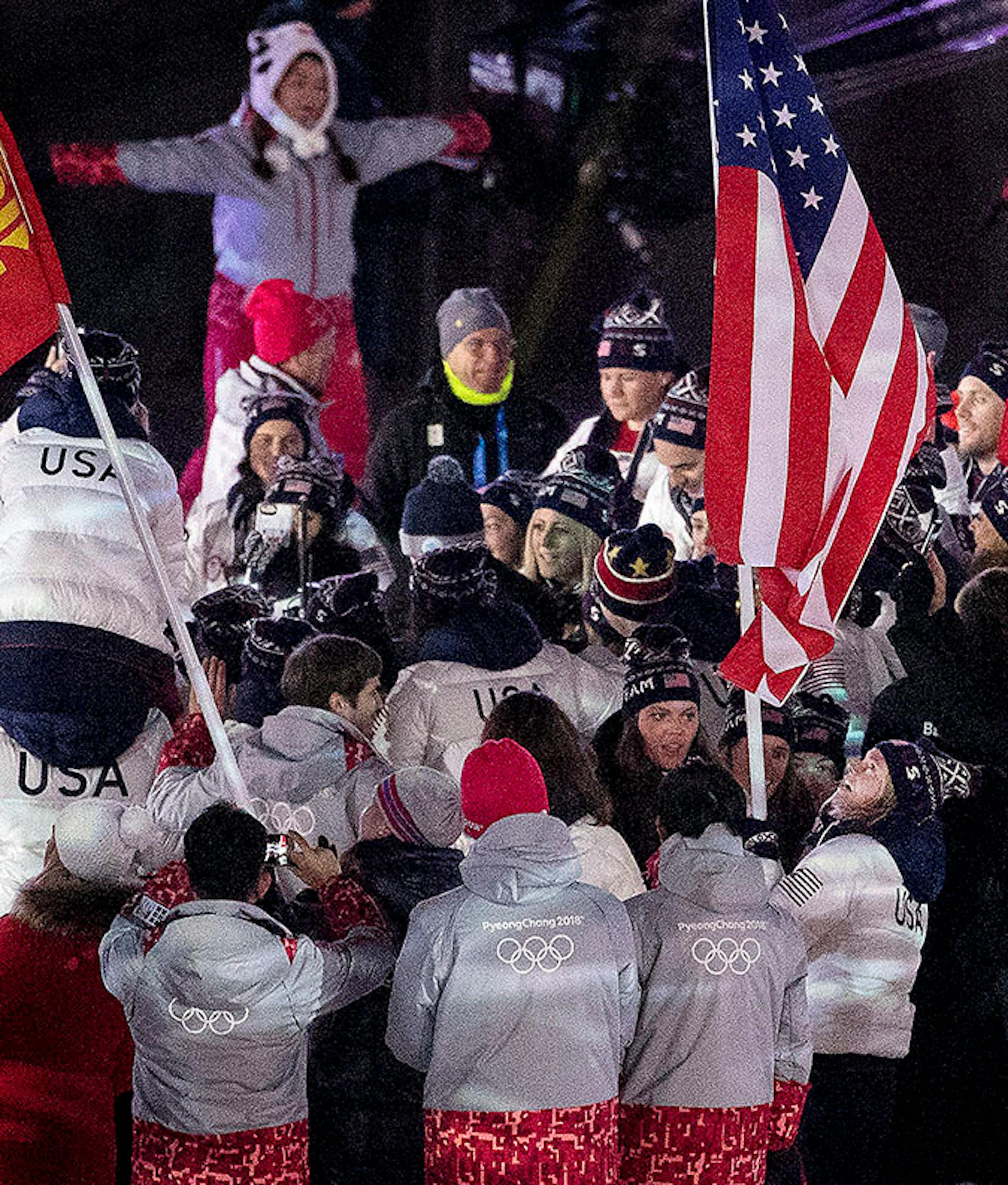 Jessie Diggins carried the flag for team USA at Closing Ceremony on Sunday night.