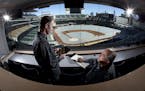 Jim Souhan (left) and Patrick Reusse, shown together in the Target Field press box a few years ago, have very different thoughts about the Twins' rece