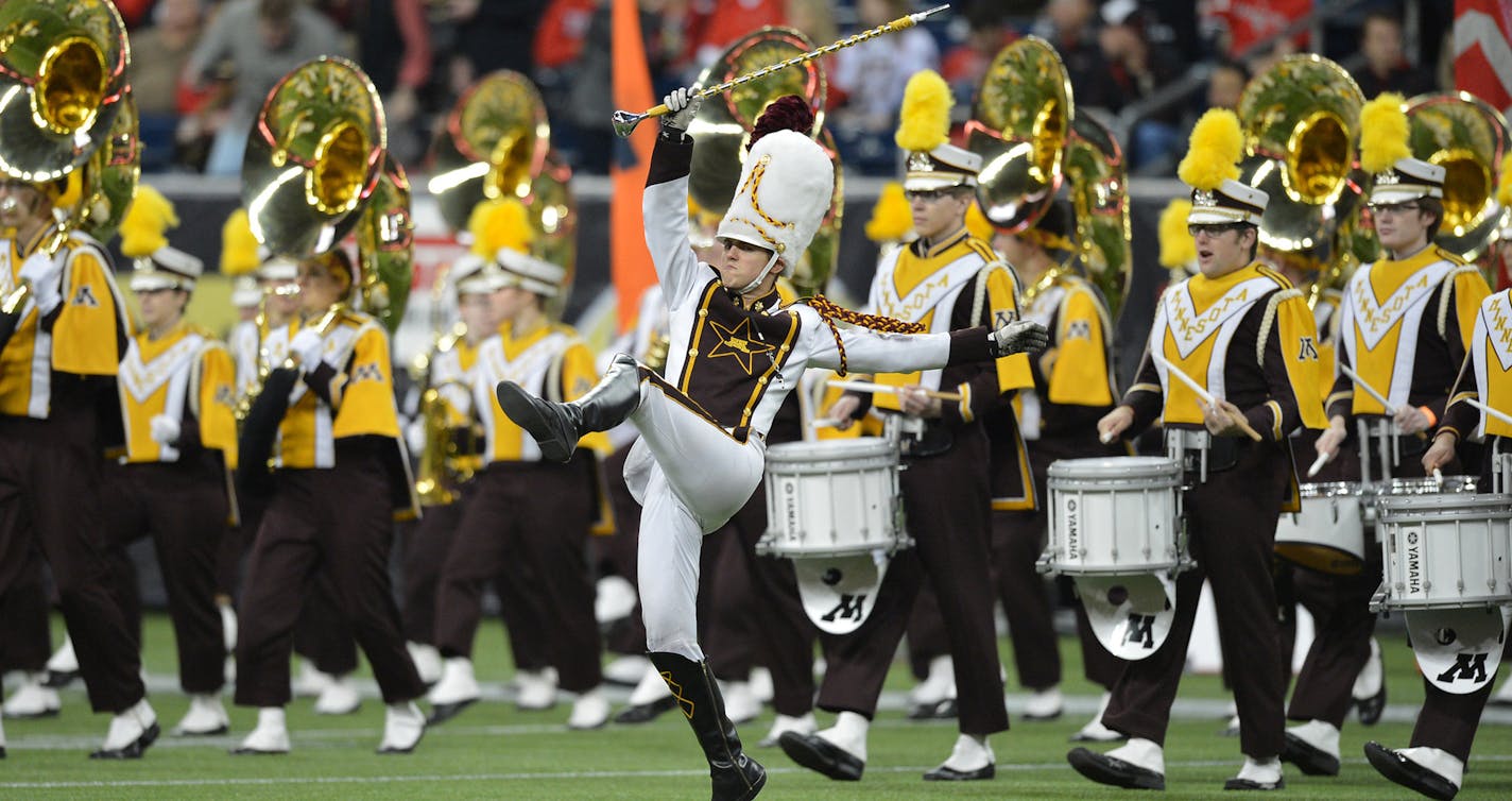 Dec. 28, 2012 - Houston, Texas, USA - December 28, 2012: Minnesota Golden Gophers marching band performing during the Meineke Car Care Bowl of Texas between the University of Minnesota Golden Gophers and the Texas Tech University Red Raiders at Reliant Stadium in Houston, Texas. Texas Tech wins the Meineke Car Care Bowl of Texas against Minnesota, 34-31. (Cal Sport Media via AP Images) ORG XMIT: CSMAP