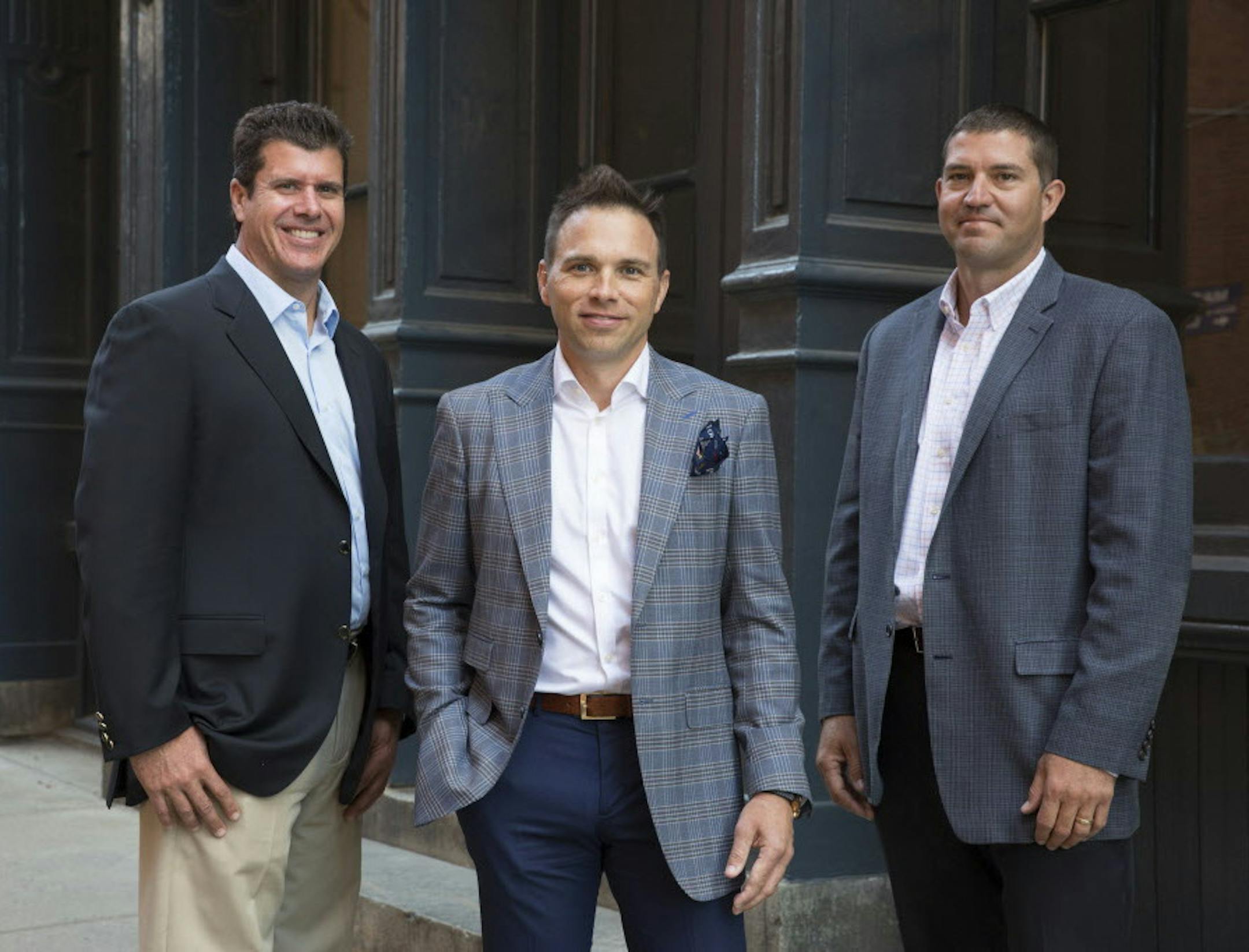From left, David Graham, Michael Petrie and Scott Catron, principal owners of Social Detection, which uses social media and other Internet tools to investigate cases of fraud. (Jessica Griffin/Philadelphia Inquirer/TNS) ORG XMIT: 1191498