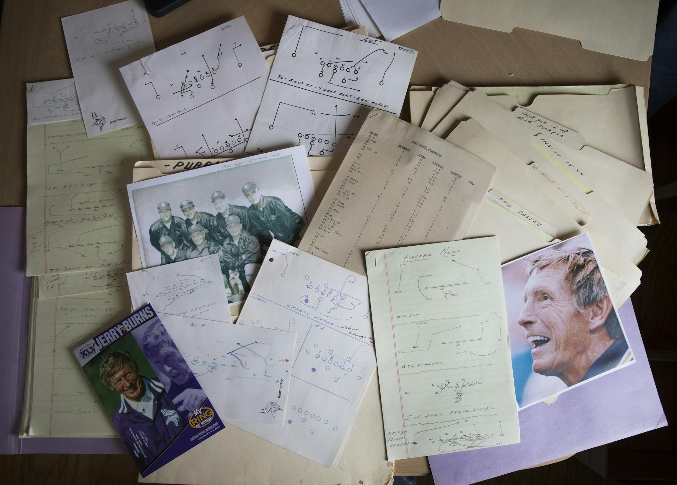 Playbooks owned by Jerry Burns, former Vikings head coach and offensive coordinator under Bud Grant