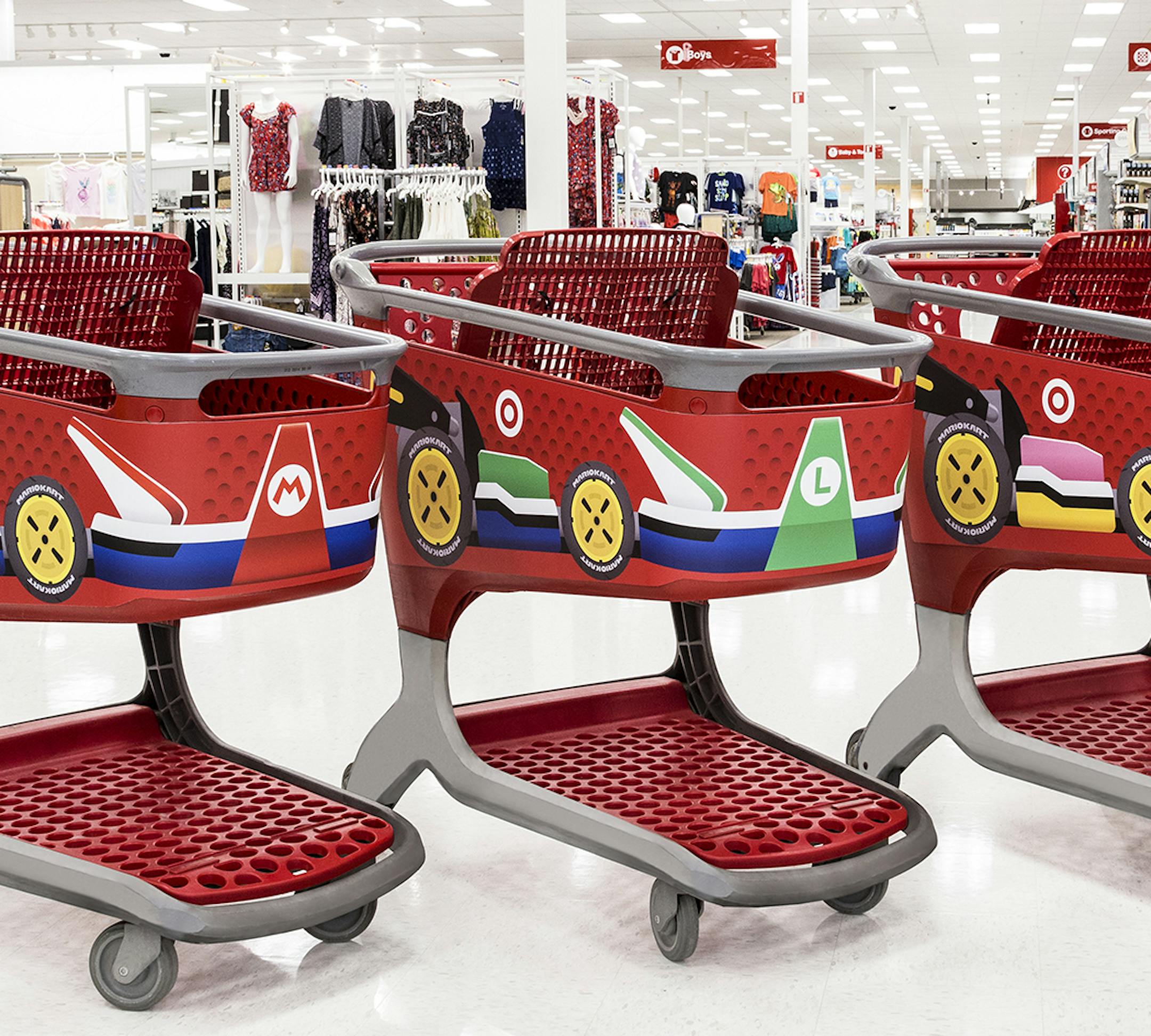 This is the first time Target wrapped shopping carts for a promotion.