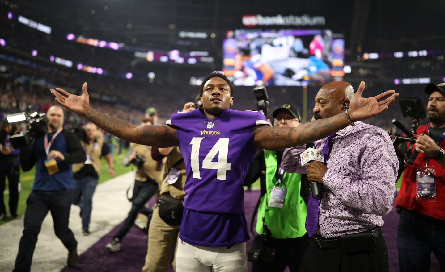 Vikings wide receiver Stefon Diggs stood elated in the end zone, facing a U.S. Bank Stadium crowd in the throes of delirium, after he caught the winning touchdown