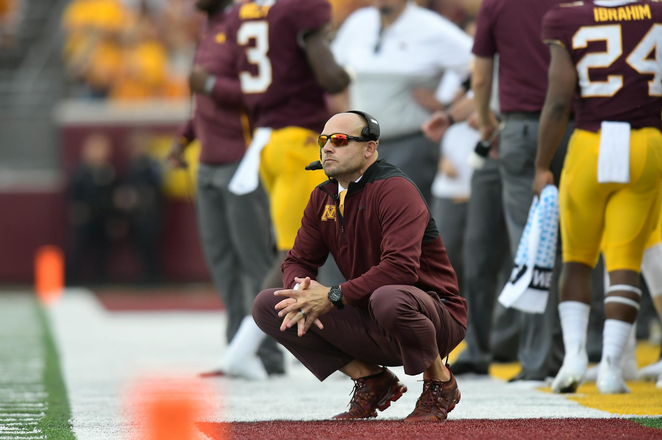 P. J. Fleck goes for his first Big Ten opener victory Saturday, on the road vs. Purdue.