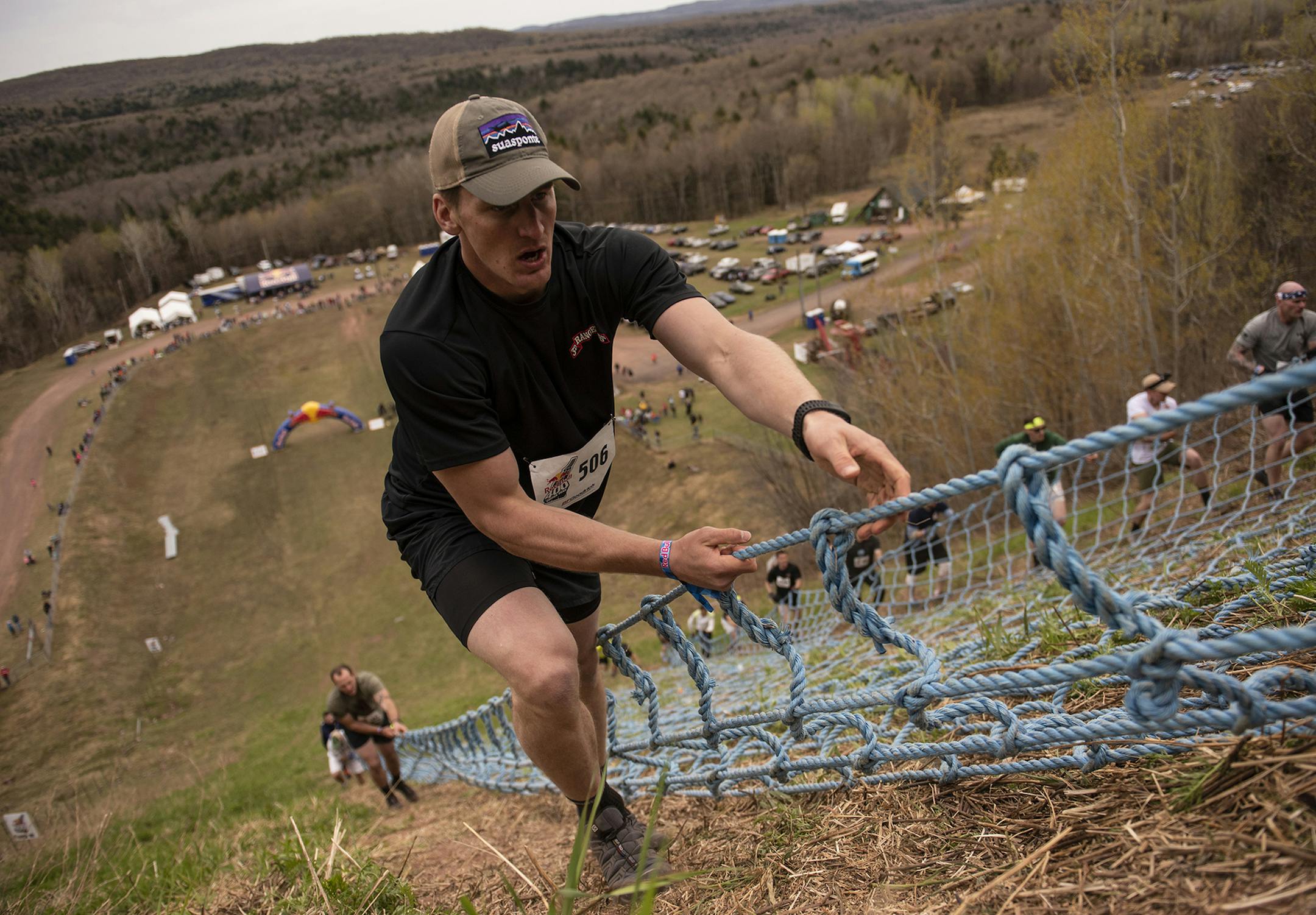 A competitor climbs the course at Red Bull 400 at Copper Peak in Ironwood, Michigan, USA on 12 May, 2018. // Ryan Taylor/Red Bull Content Pool // AP-1VN6ZVF852111 // Usage for editorial use only // Please go to www.redbullcontentpool.com for further information. //