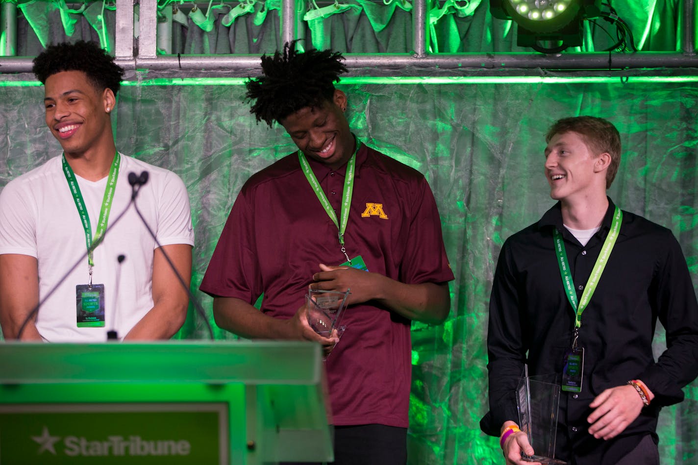 (From left) Sy Chatman, Daniel Oturu and Ryan Larson were recognized for the Sweetest Play of the year award.