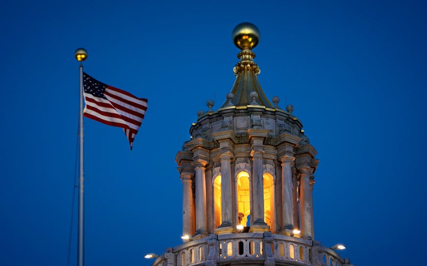 The Minnesota State Capitol was illuminated Thursday evening as the House debated two gun bills that were eventually passed but face a tough path ahead in the Republican controlled State Senate. ] GLEN STUBBE • glen.stubbe@startribune.com Thursday, February 27, 2020 EDS, for any appropriate State Capitol or Minnesota State Legislature story. GS