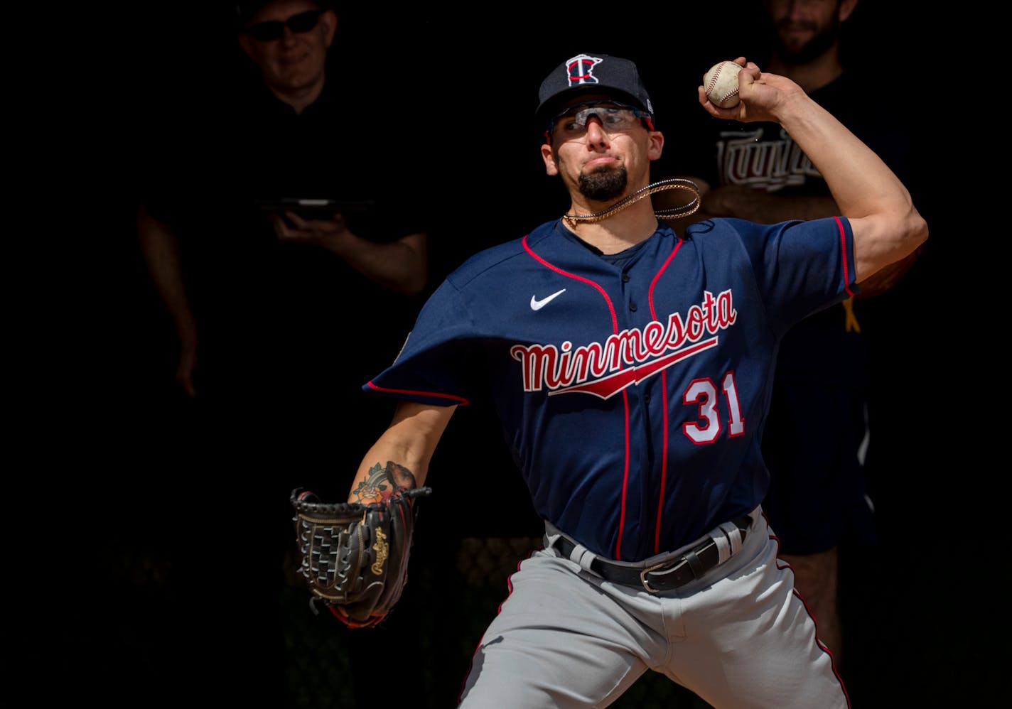 Twins pitcher Devin Smeltzer threw in the bullpen on Feb. 16.