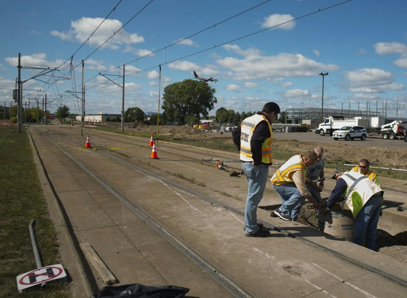 On September 21, 2014 near the Bloomington Central station, a crew worked on rectifying issues with the track that caused a derailment on the blue line.