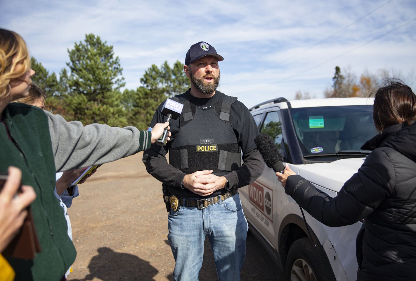 Interim Chief of Police for Cloquet, Derek Randall, gave a short informal press conference across the street from the community center. ]
ALEX KORMANN &#x2022; alex.kormann@startribune.com A man was shot at a funeral in the Fond Du Lac Community Center gymnasium at approximately 9:46AM on Friday October 18, 2019. Schools, hospitals and tribal buildings were on lock down for over two hours.