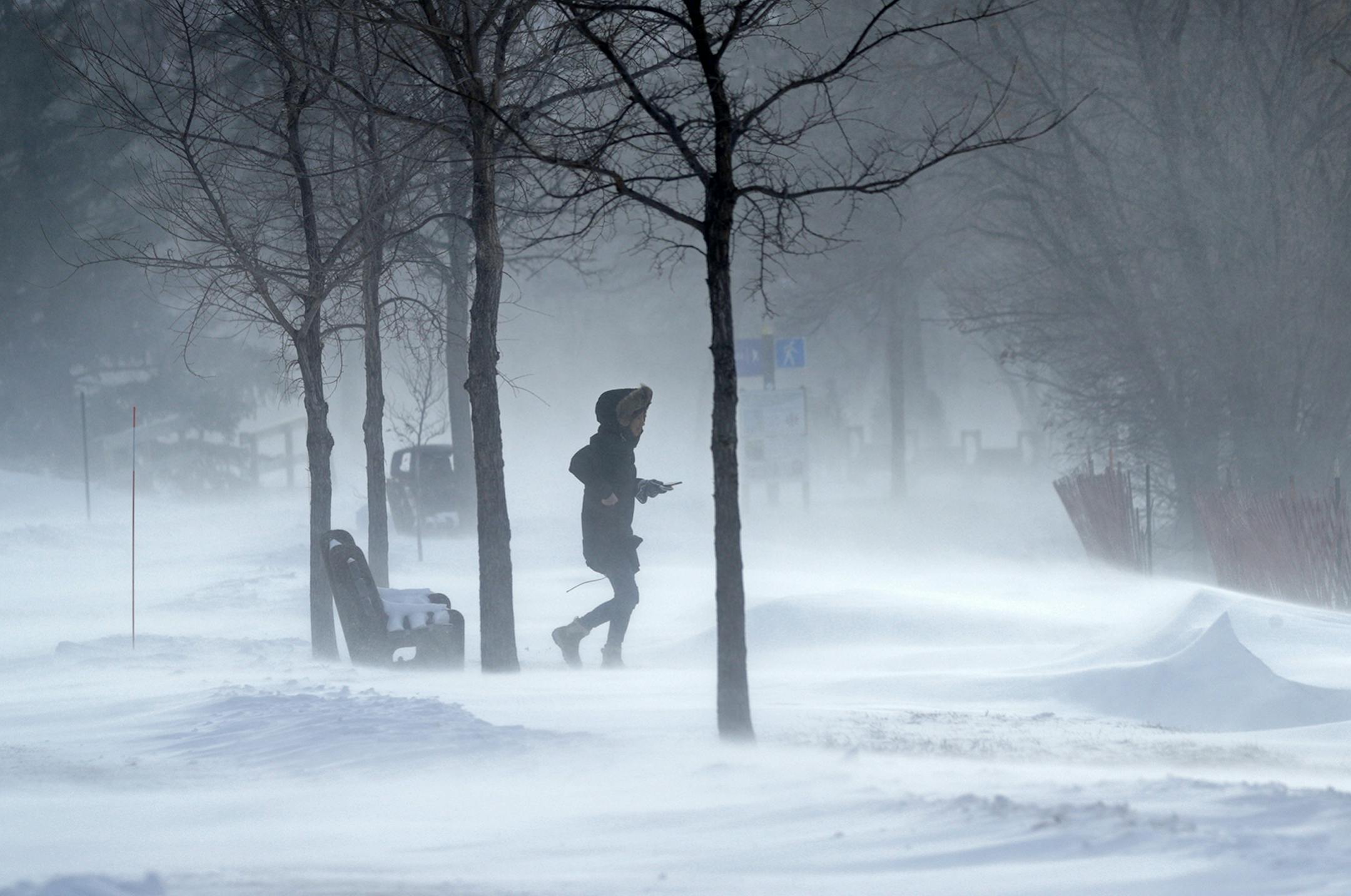 As temperatures dipped into the minus 20 degree range with a -42 windchill, the running paths around Lake Bde Maka Ska were drifting over with dangerous winds off the lake on January 29, 2019.