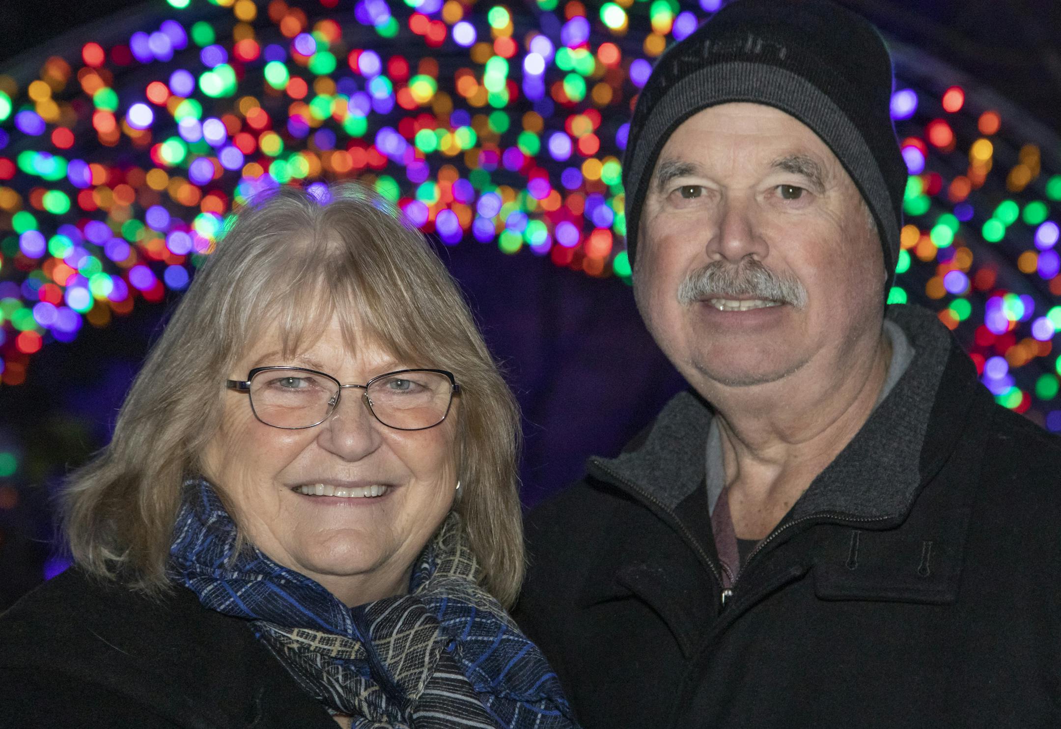 Janet & Jan Boldenow at the Winter Lights display at the Minnesota Landscape Arboretum. ] Special to Star Tribune, photo by Matt Blewett, Matte B Photography, matt@mattebphoto.com, Minnesota Landscape Arboretum, Nov. 29, 2018, Chaska, Minnesota, SAXO 1006830611 FACE121618