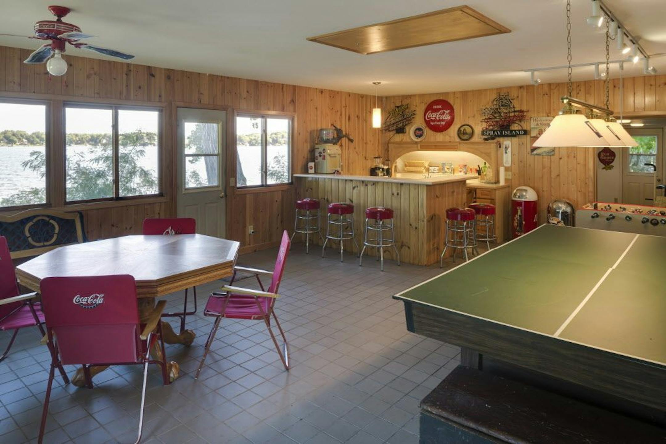 Game room and bar inside the beach house.