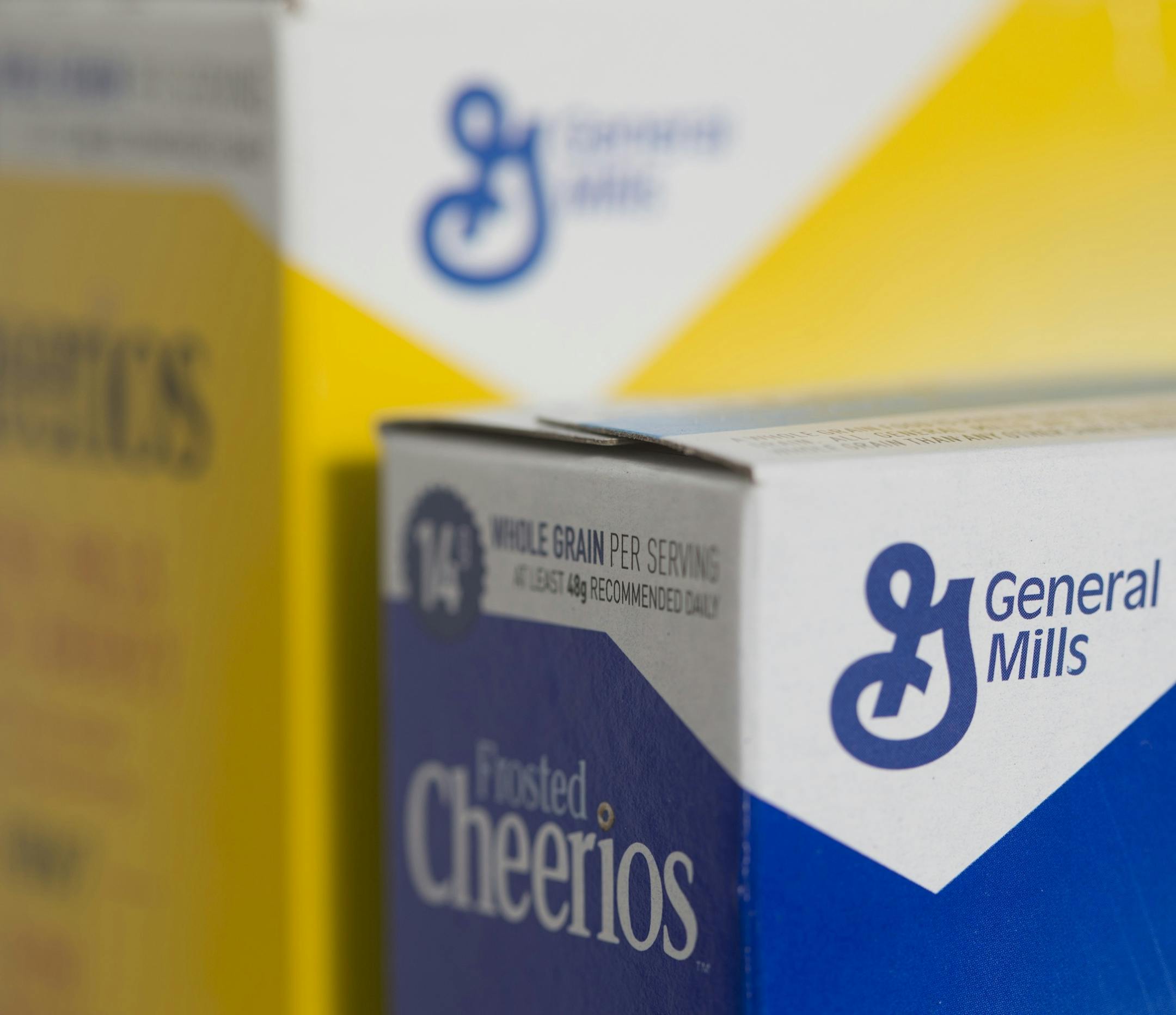FILE- In this April 21, 2017, file photo, boxes of General Mills' Cheerios cereal are arranged for a photo in Surfside, Fla. General Mills Inc. reports financial results on Wednesday, June 27, 2018. (AP Photo/Wilfredo Lee, File) ORG XMIT: MIN2018062714483937