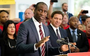 Florida Surgeon General Dr. Joseph Ladapo spoke in 2021 to supporters and members of the media before a bill signing by Gov. Ron DeSantis.