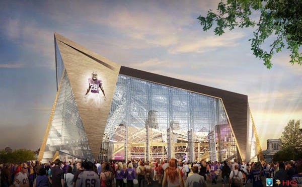 File - In this file artists rendering released May 13, 2013, by the Minnesota Sports Facilities Authority and the Minnesota Vikings is the new Minneso
