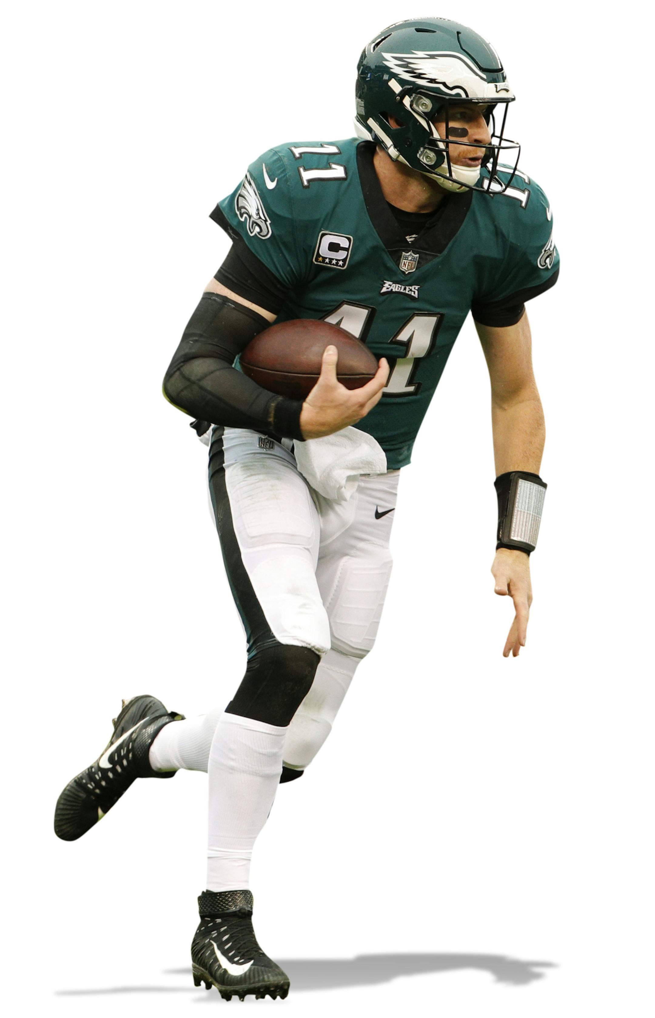 Philadelphia Eagles quarterback Carson Wentz (11) runs the ball during the first half of an NFL football game against the San Francisco 49ers, Sunday, Oct. 29, 2017, in Philadelphia,. (AP Photo/Chris Szagola) ORG XMIT: NYOTK
