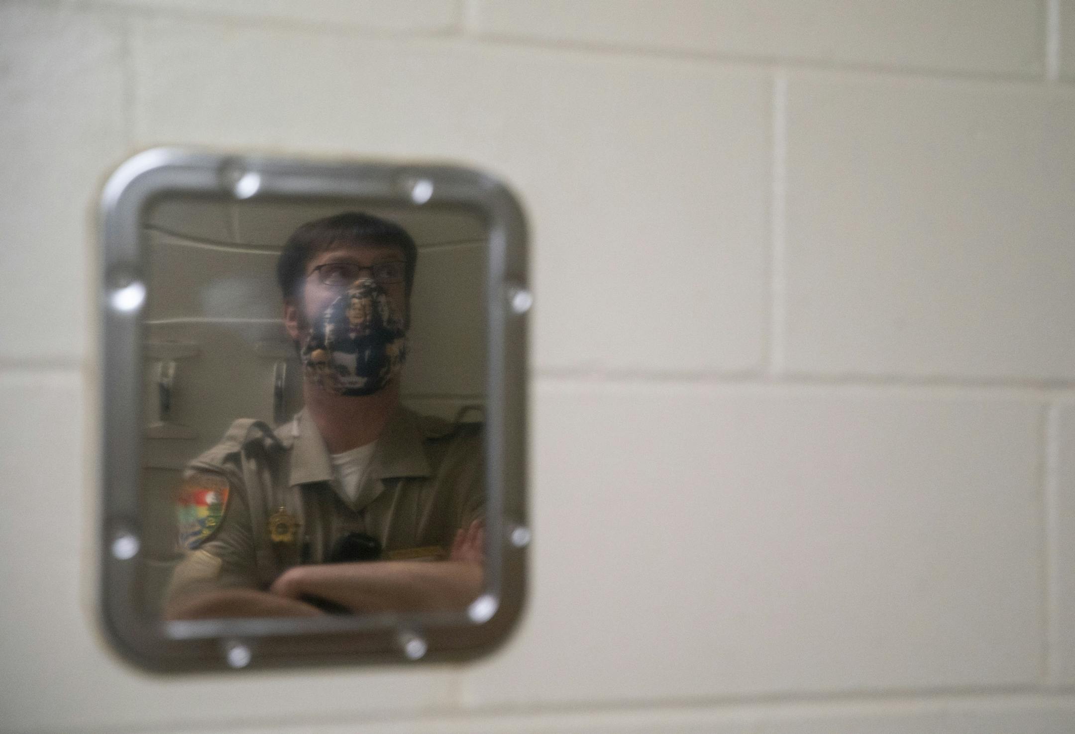 Sergeant Erich Stabs checked out an empty cell in the St. Louis County jail on Tuesday morning.