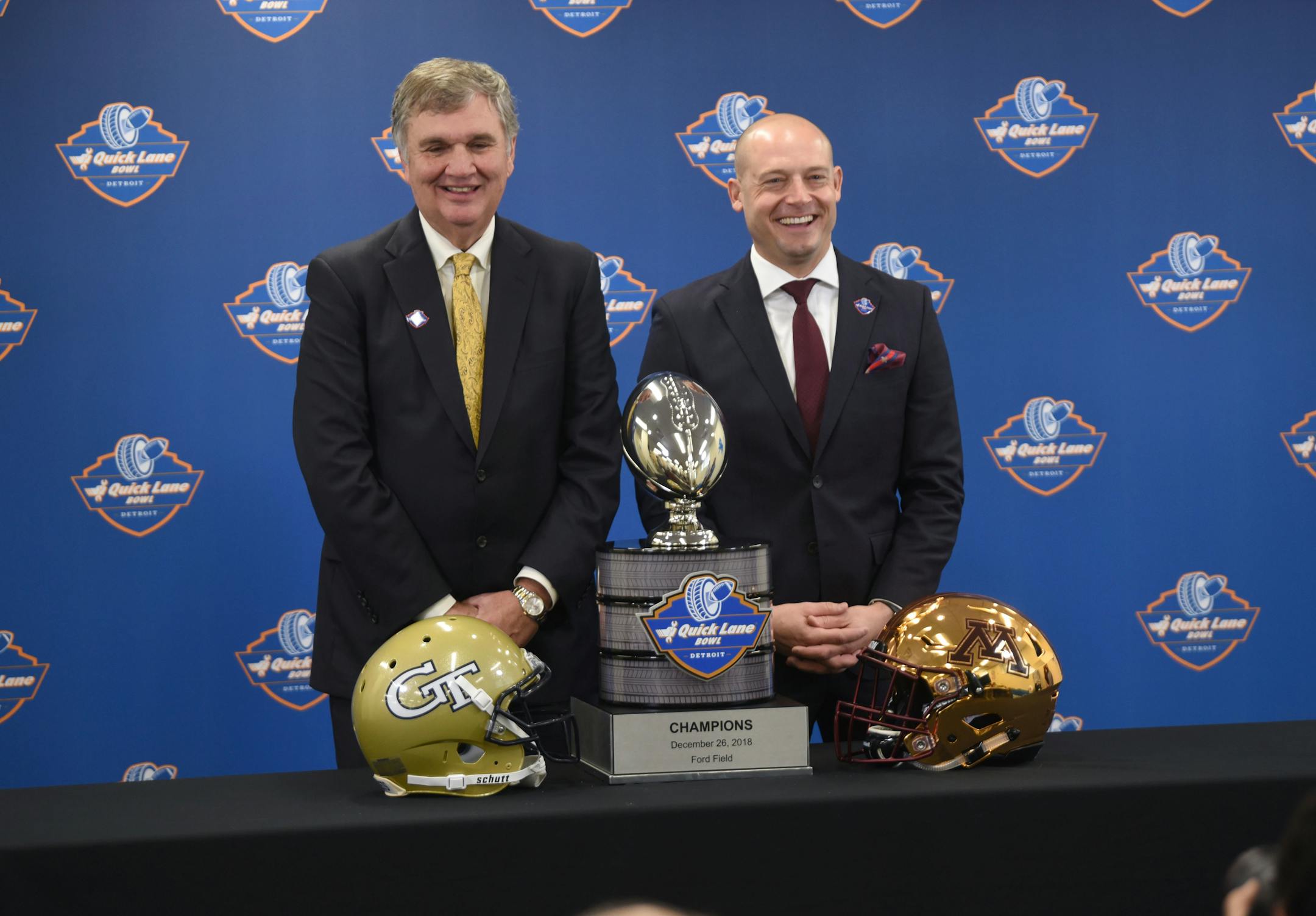 Georgia Tech coach Paul Johnson, left, and Gophers coach P.J. Fleck will meet in this season's Quick Lane Bowl, which is one of 40 bowl games. In 1985 there were 17 bowls, and many people complained then about there being too many bowls.