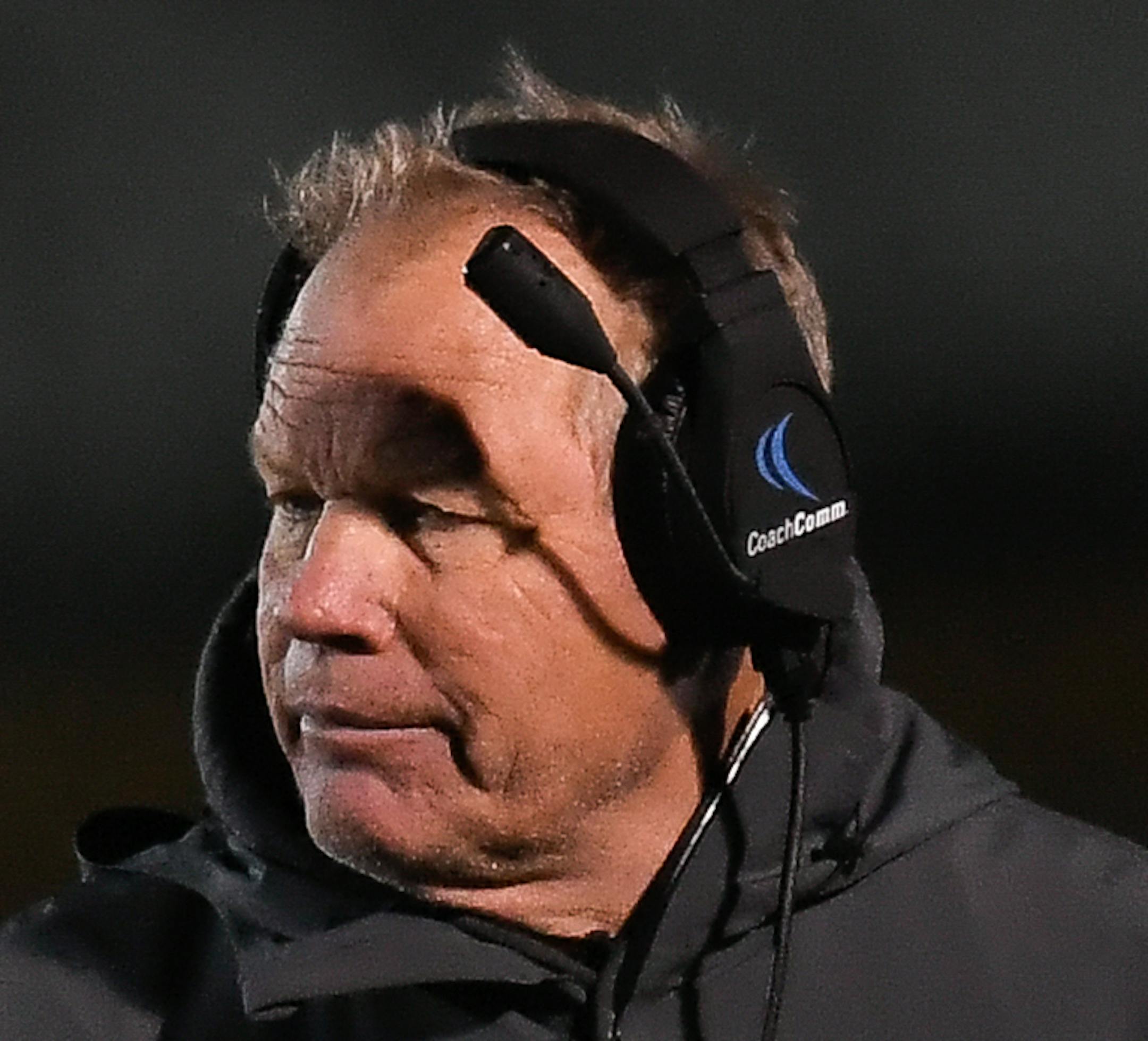 Minnetonka head coach Dave Nelson watched his team in the second half. ] AARON LAVINSKY ï aaron.lavinsky@startribune.com Minnetonka played Rosemount in a Class 6A football playoff game on Friday, Nov. 3, 2017 at Minnetonka High School.