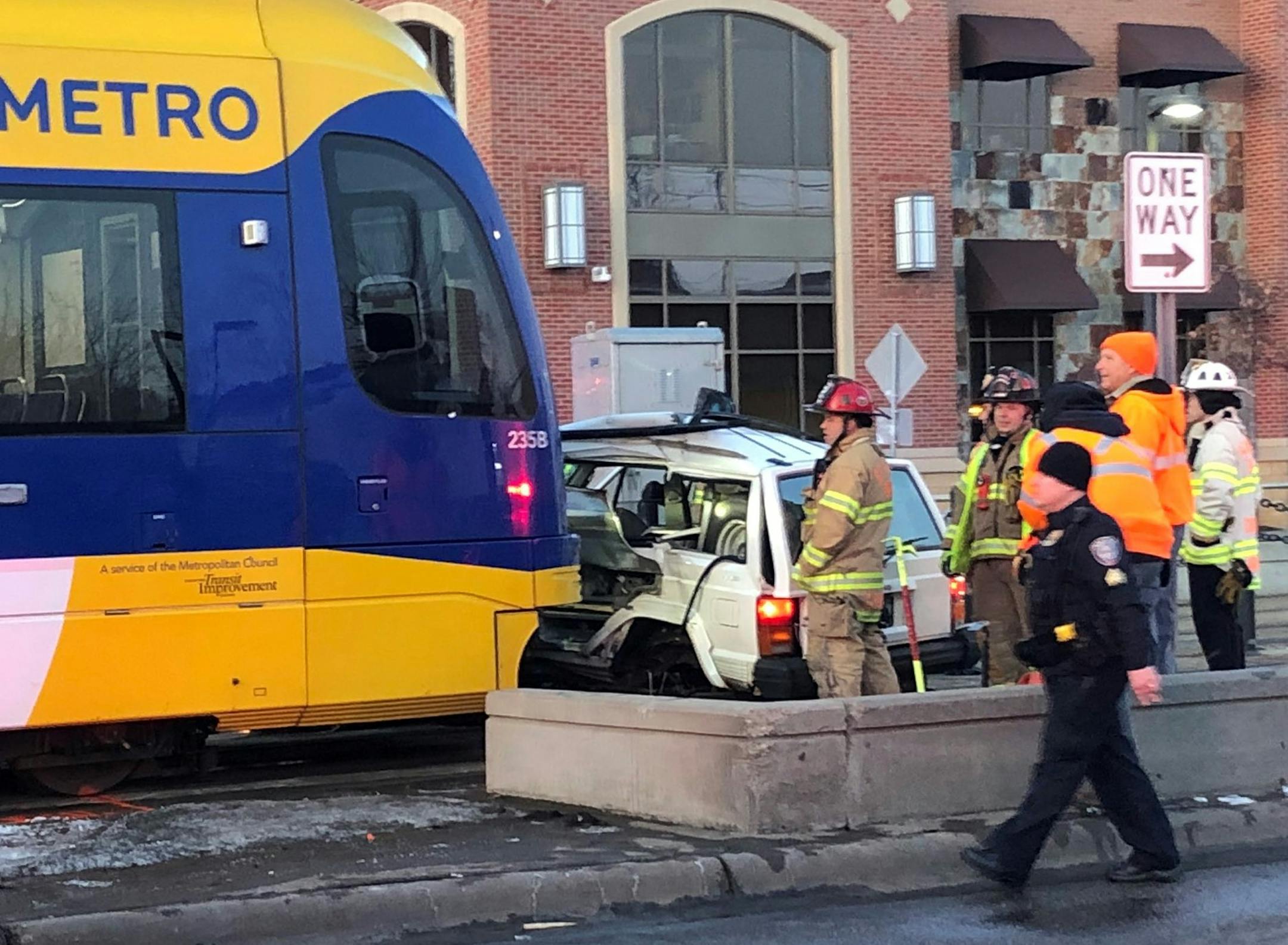 First responders worked at the scene of a train-vehicle crash in St. Paul on Friday evening.