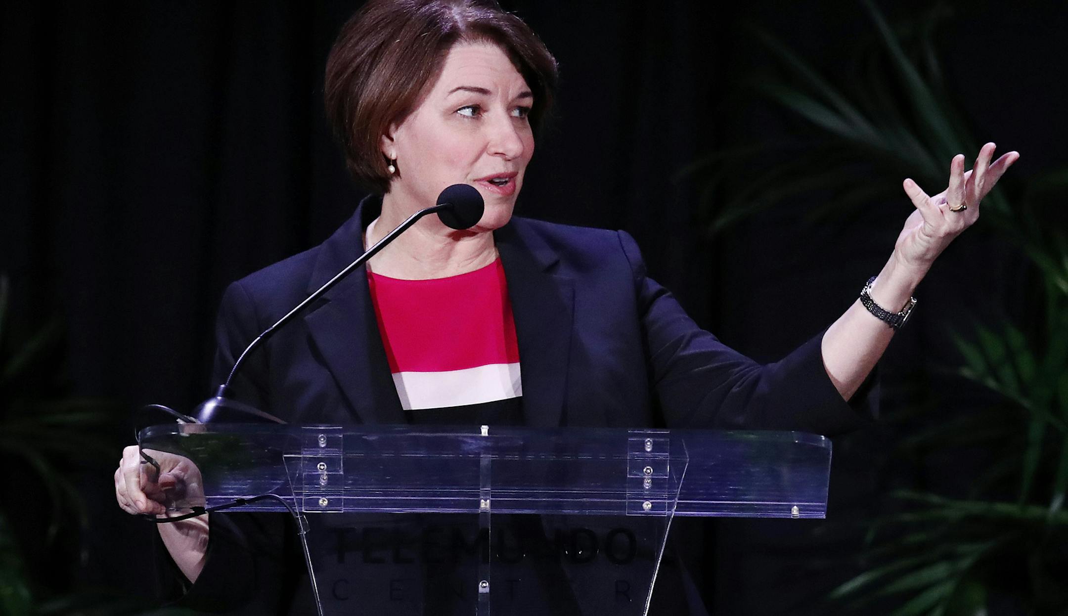 Democratic presidential candidate Sen. Amy Klobuchar, D-Minn., speaks during a forum on Friday, June 21, 2019, in Miami. (AP Photo/Brynn Anderson)