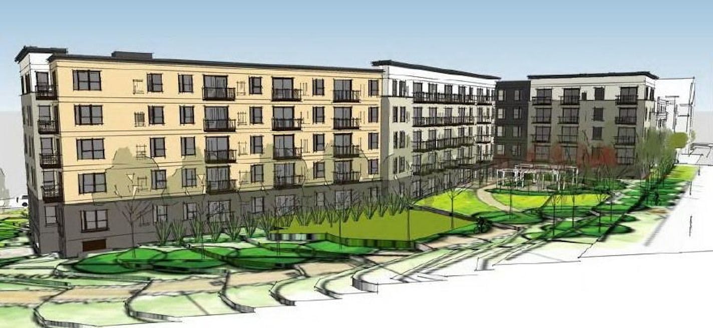 An earlier rendering of the apartment units proposed for the third phase of Seward Commons. A proposed $3.7 million subsidy for its construction was thrown into doubt Friday after City Council members debated whether it was appropriate for market-rate housing.