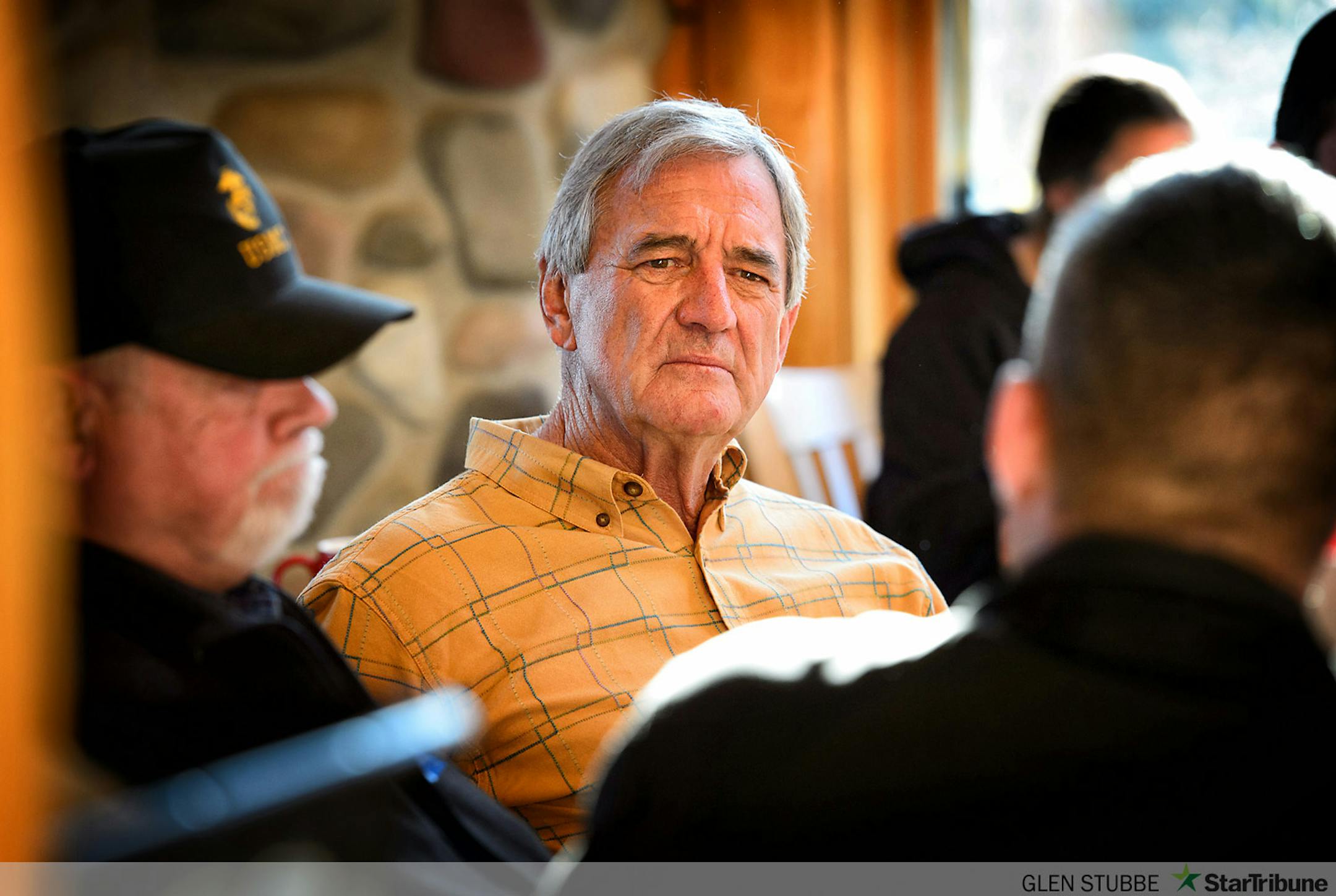 Congressman Rick Nolan spoke to a group of Duluth veterans in a coffee shop four days before the election. He shared with them the news that the Pentagon and VA just reversed funding cuts, a restoration that Nolan fought hard to get.     ]   GLEN STUBBE * gstubbe@startribune.com  Friday, October 31, 2014